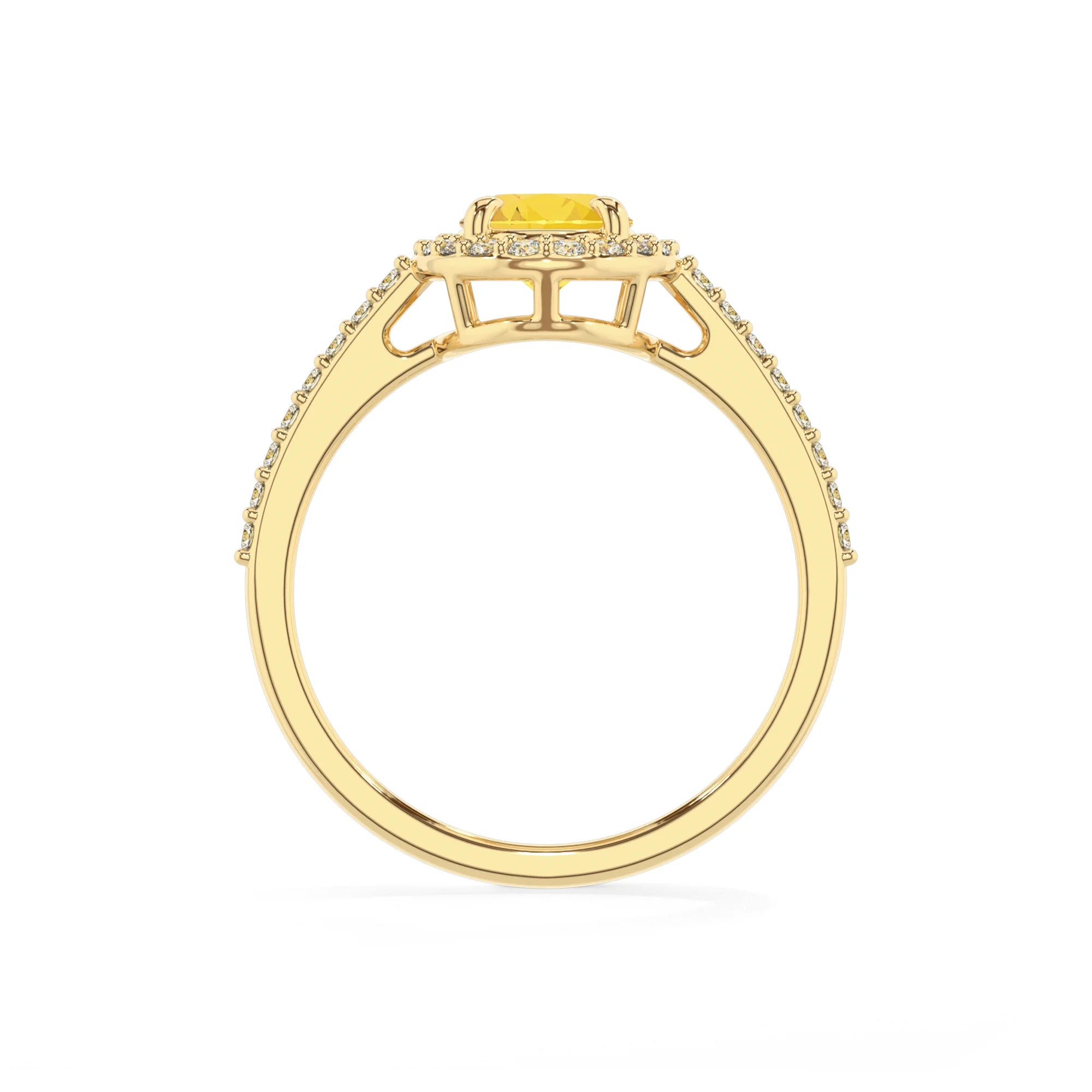 lab grown yellow-sapphire oval solitaire rings in yellow gold 
