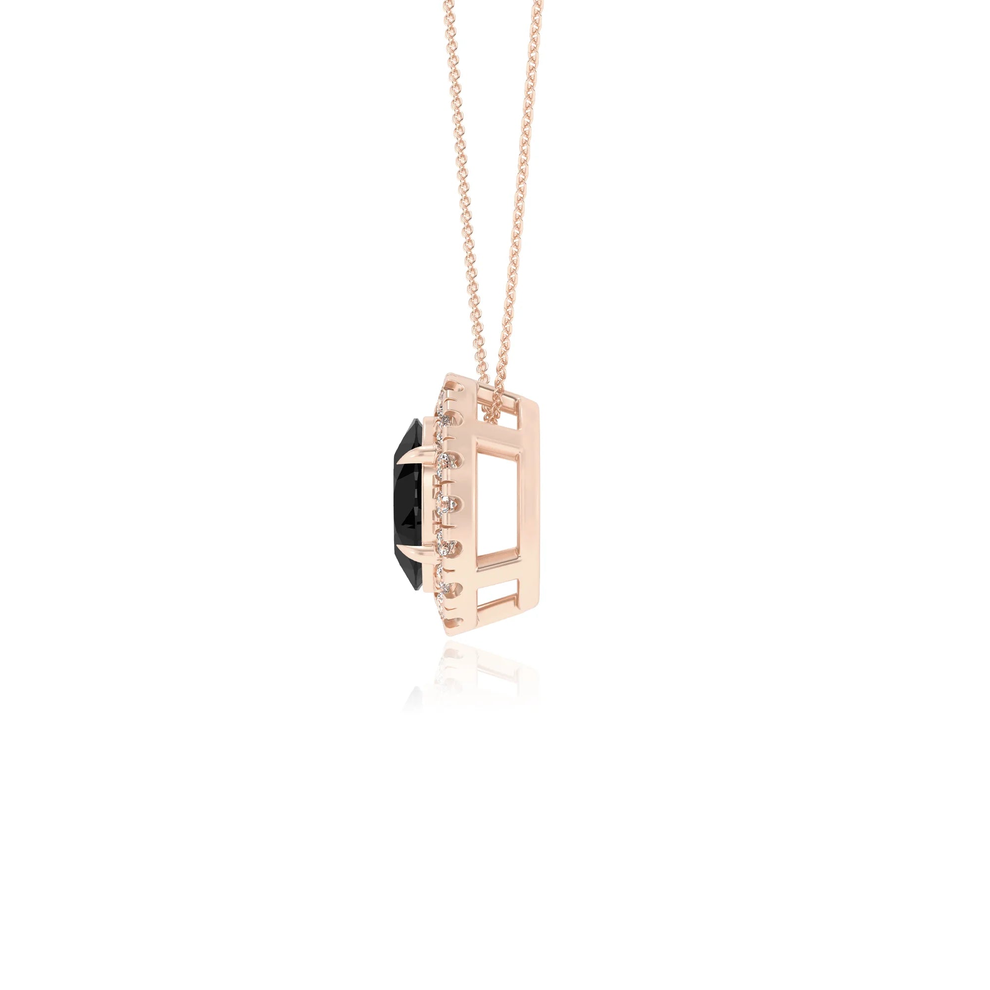 natural black onyx oval solitaire necklaces in rose gold 