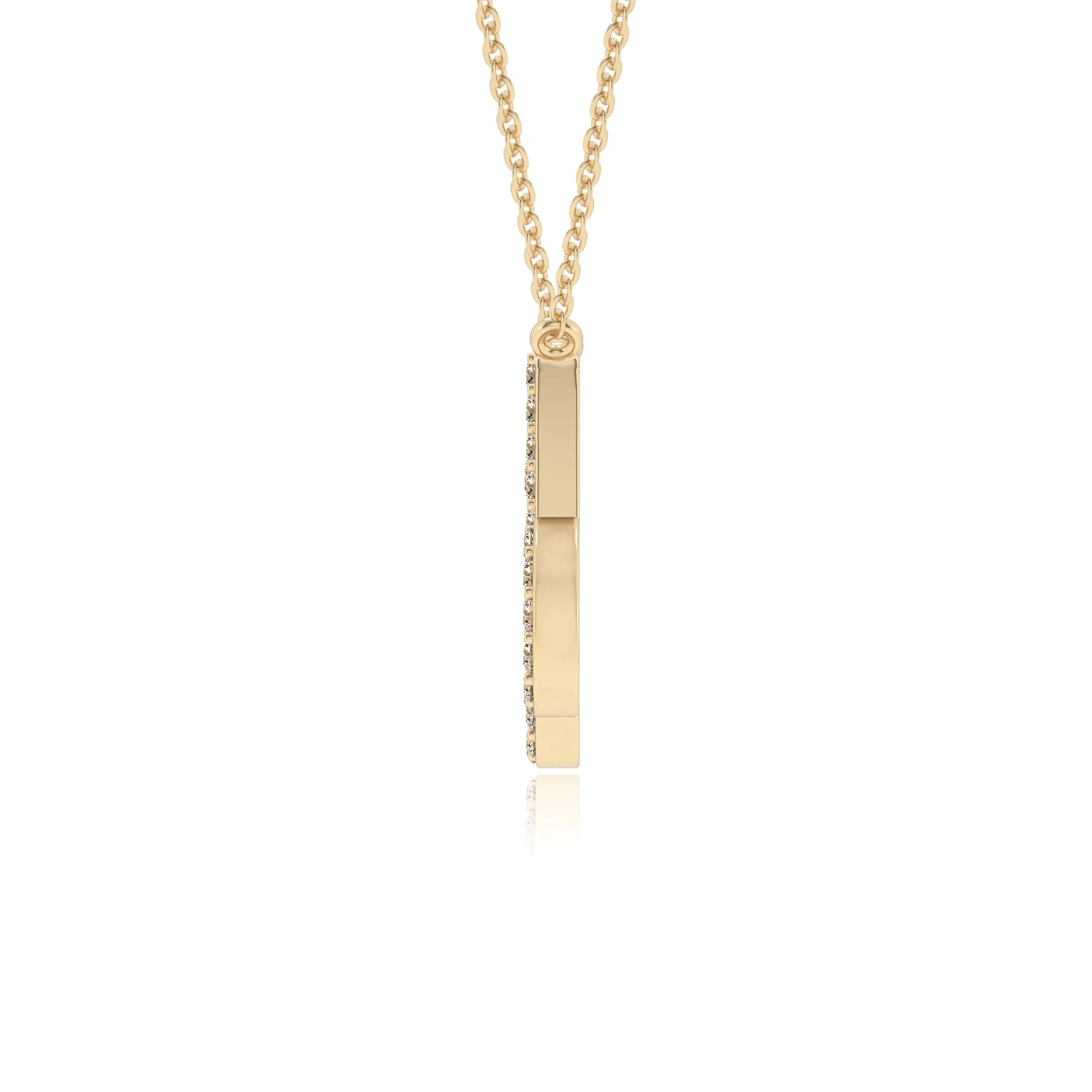 lab grown moissanite round necklaces in yellow gold 