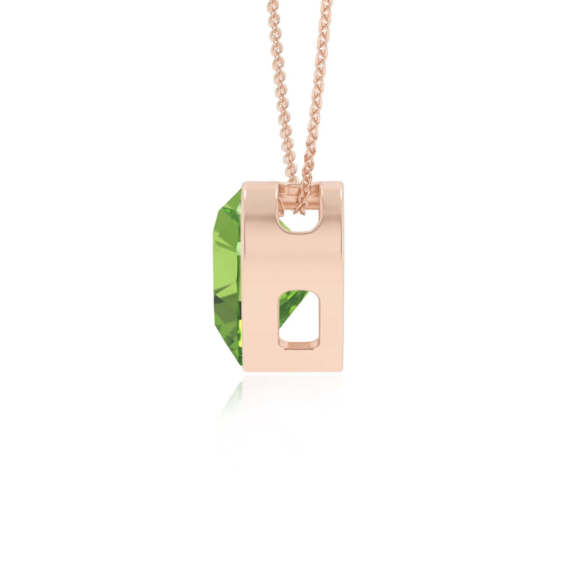 natural peridot heart solitaire necklaces in rose gold 