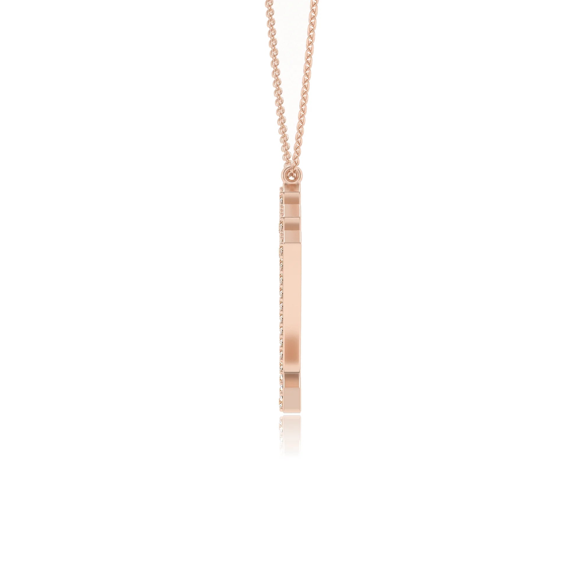 lab grown moissanite round necklaces in rose gold 