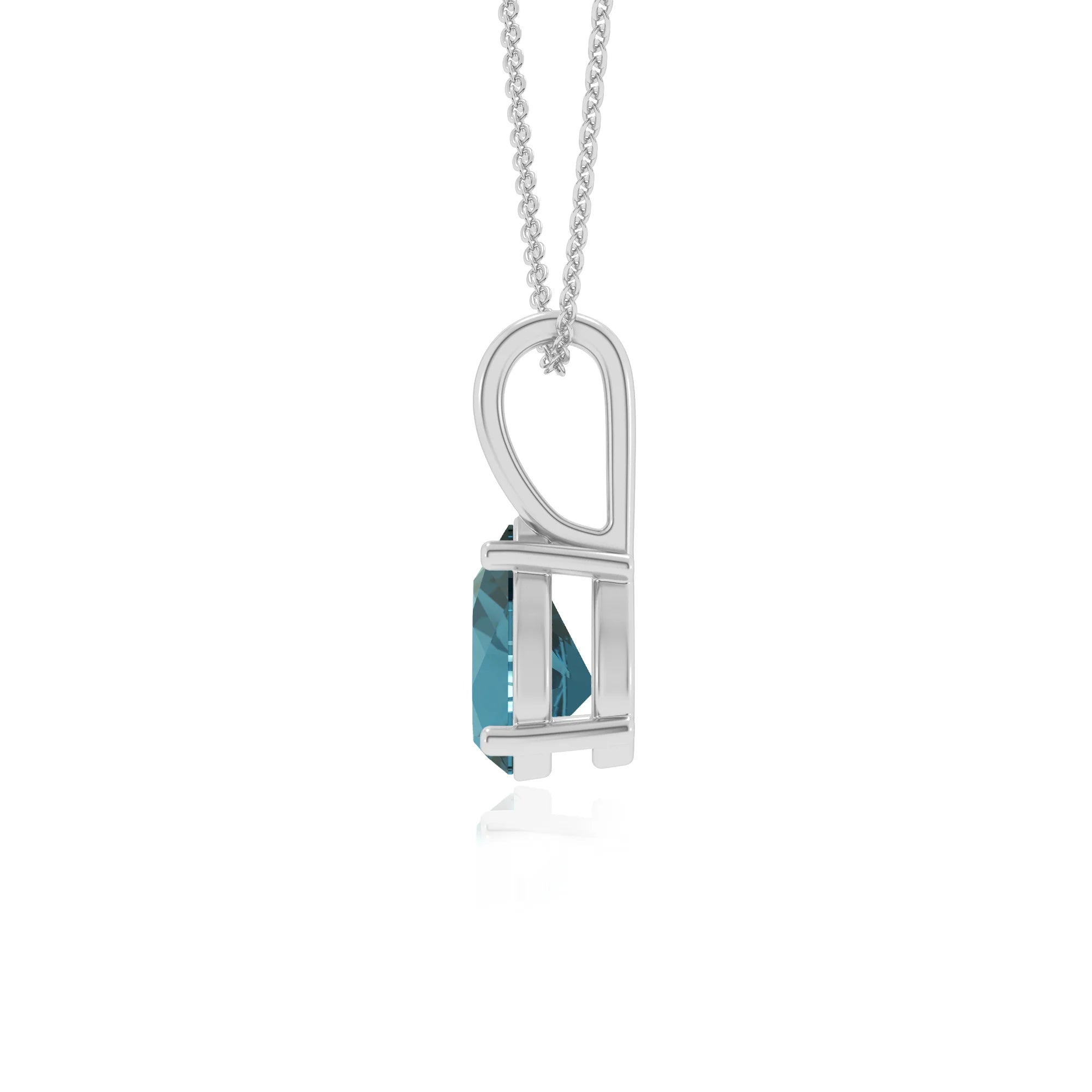 natural london-blue-topaz pear solitaire necklaces in platinum 
