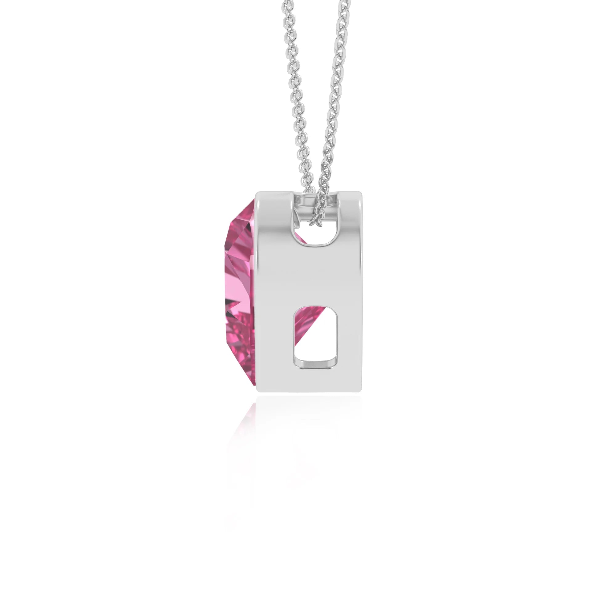lab grown pink-sapphire heart solitaire necklaces in sterling silver 