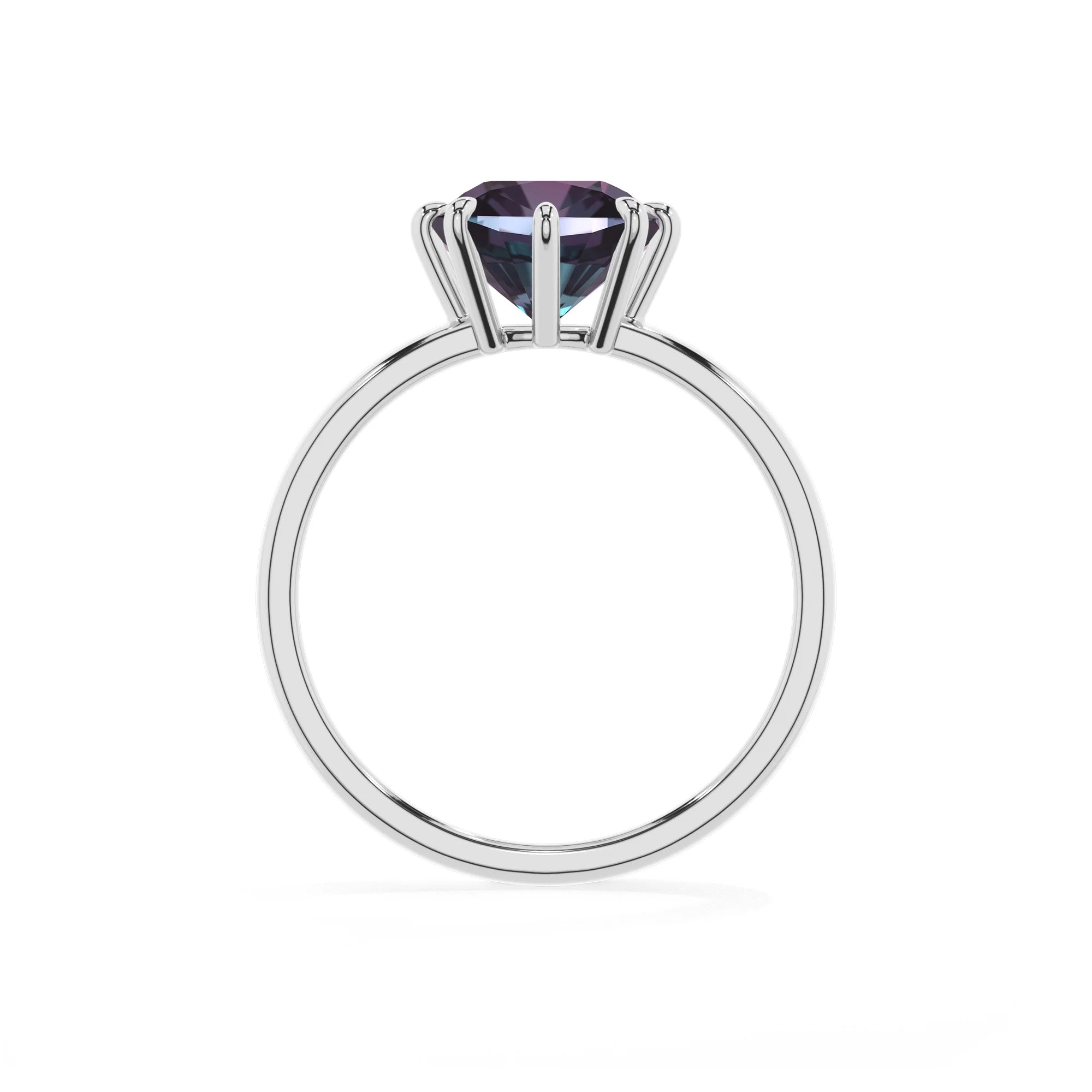 lab grown alexandrite cushion solitaire rings in white gold 