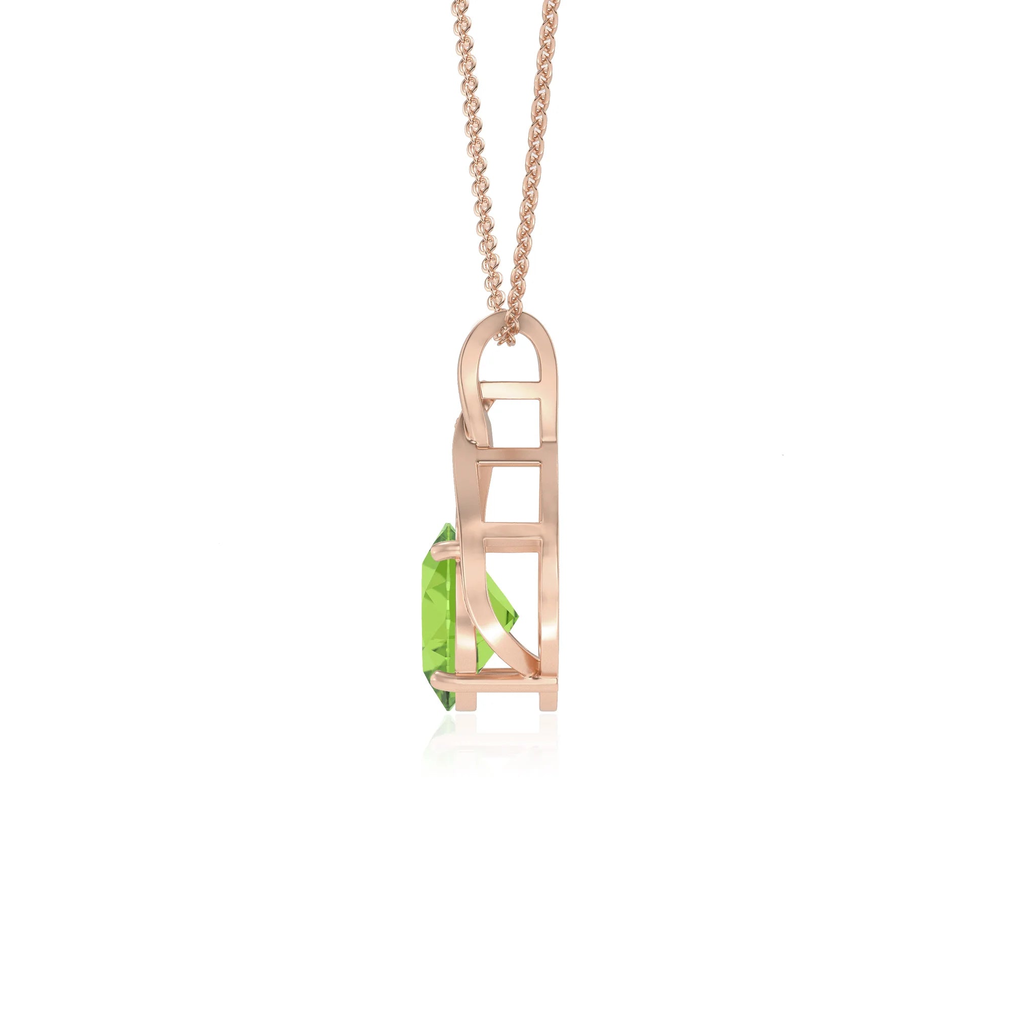 natural peridot oval solitaire necklaces in rose gold 