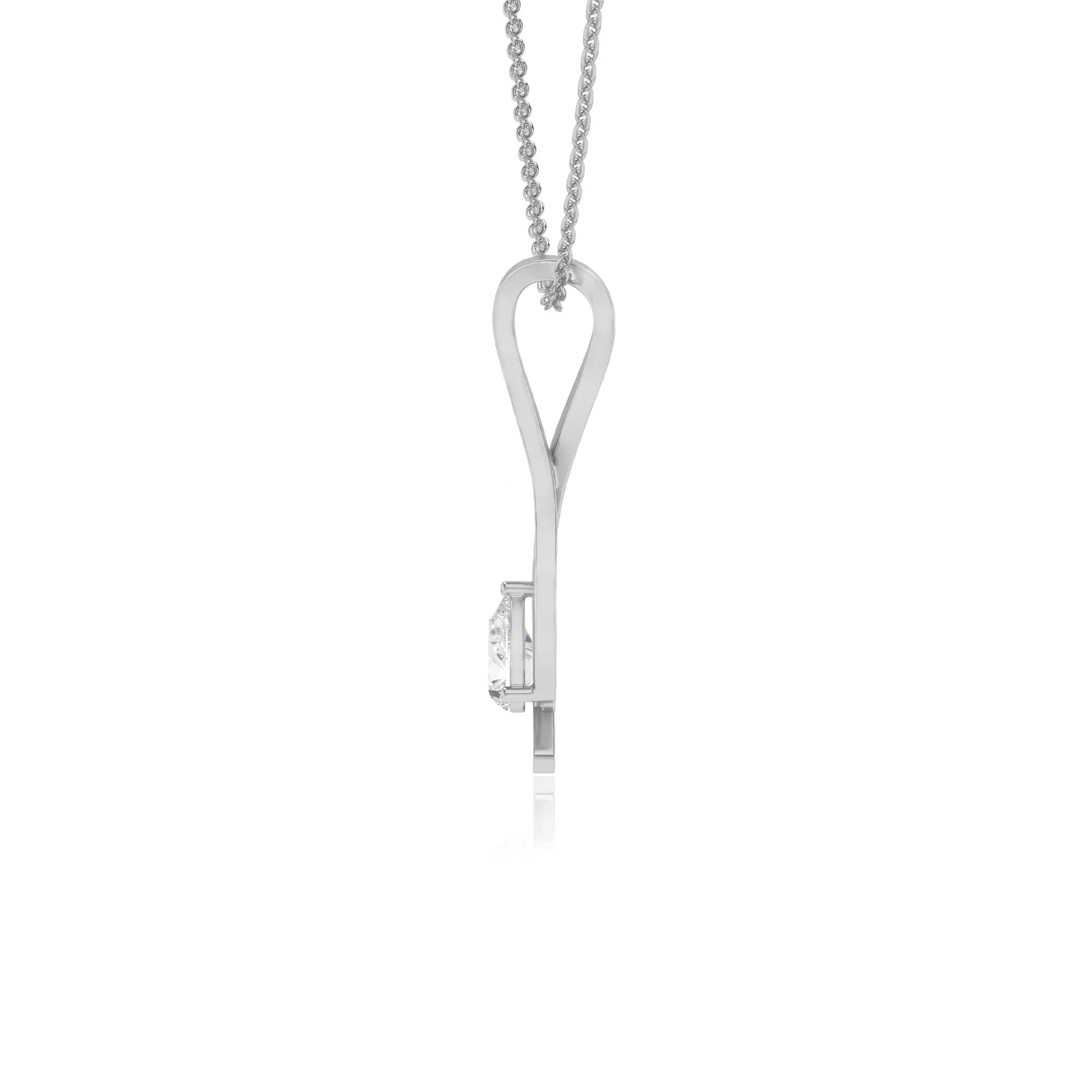 lab grown moissanite pear solitaire necklaces in platinum 