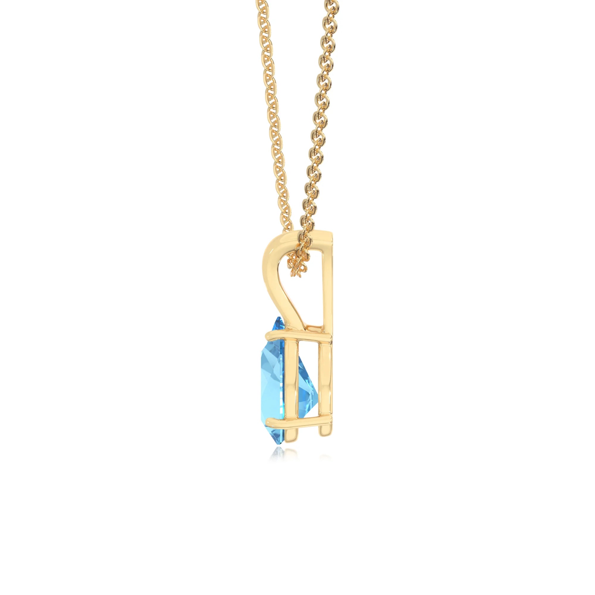 natural swiss-blue-topaz pear solitaire v-bale necklaces in yellow gold 