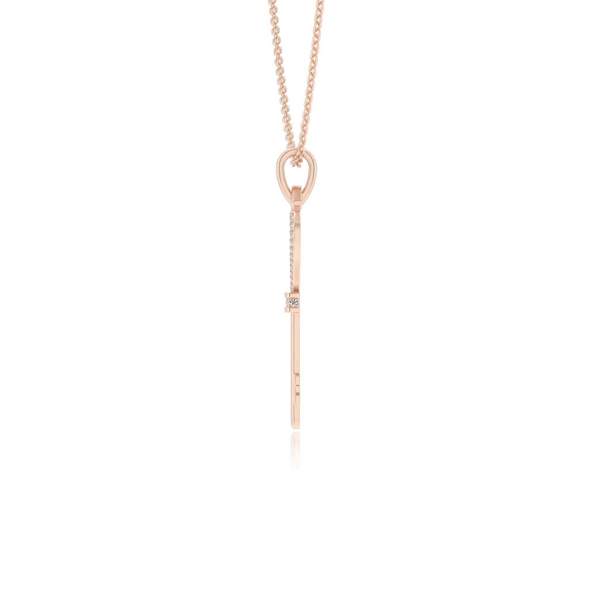 lab grown moissanite round necklaces in rose gold 