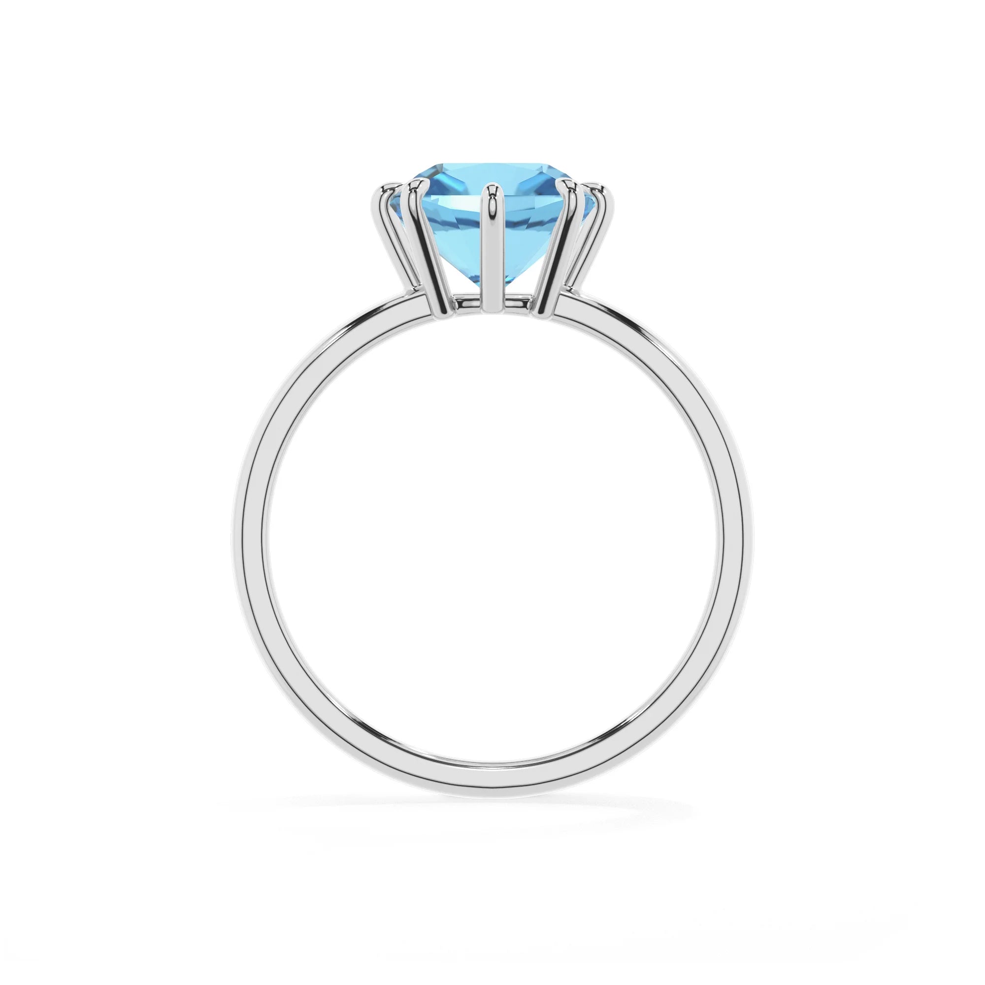 natural swiss-blue-topaz cushion solitaire rings in white gold 