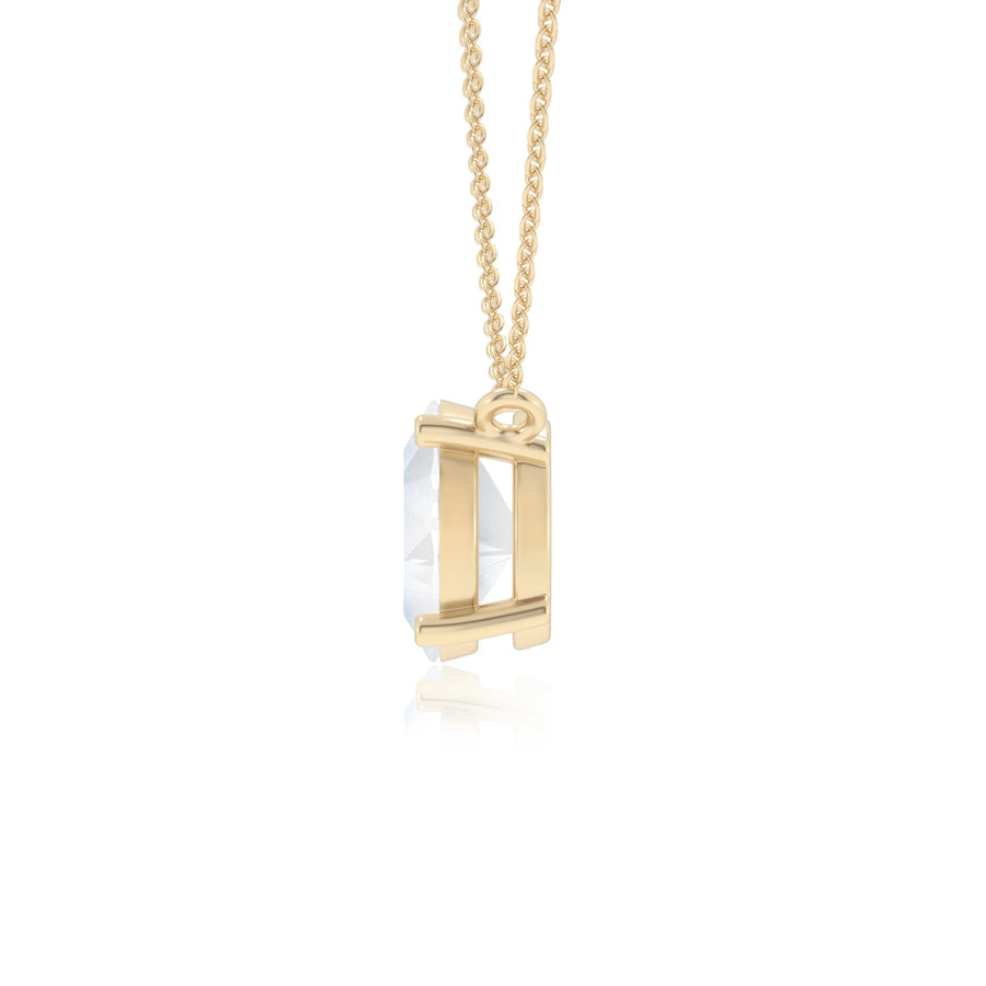natural rainbow-moonstone oval solitaire necklaces in yellow gold 