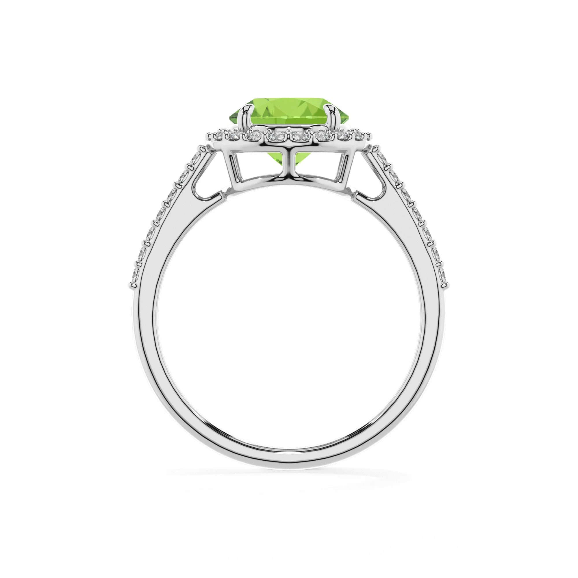 natural peridot round solitaire rings in sterling silver 