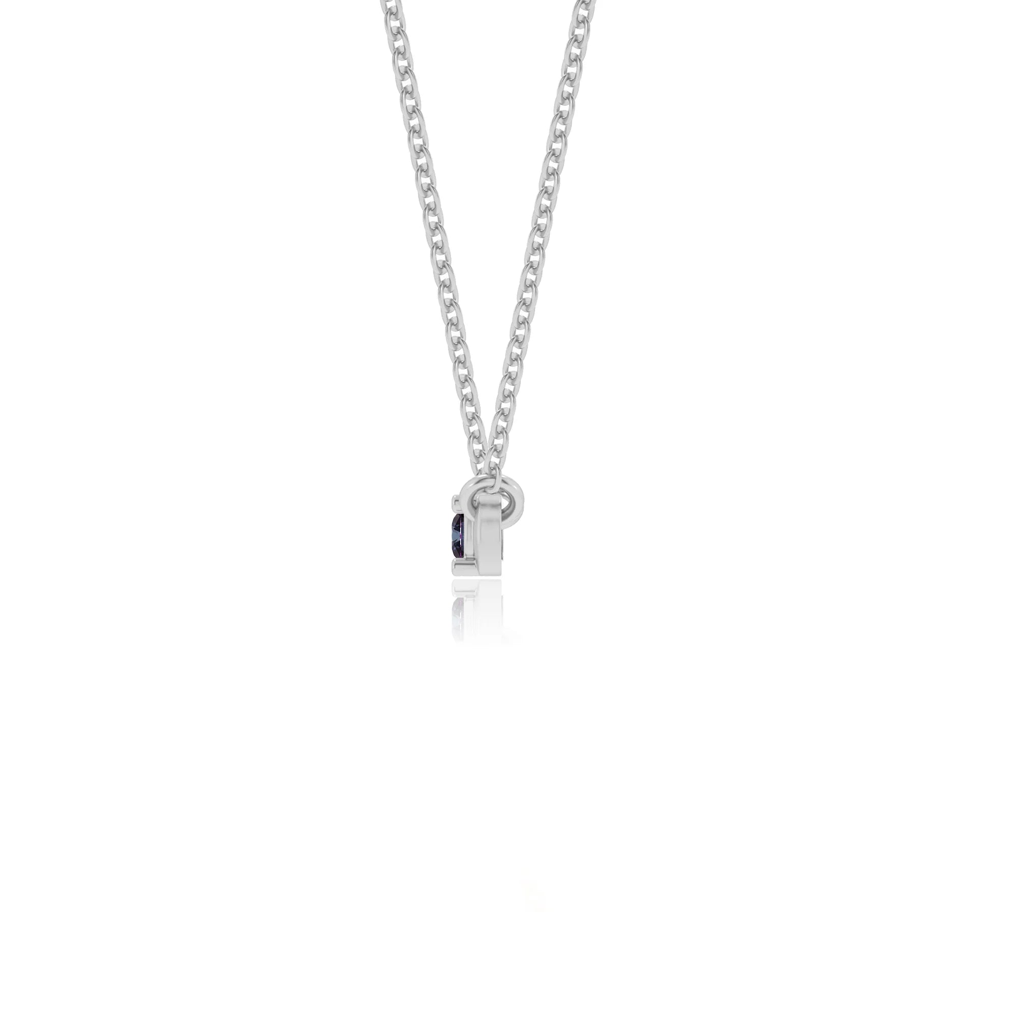 lab grown alexandrite round bar v-bale necklaces in platinum 