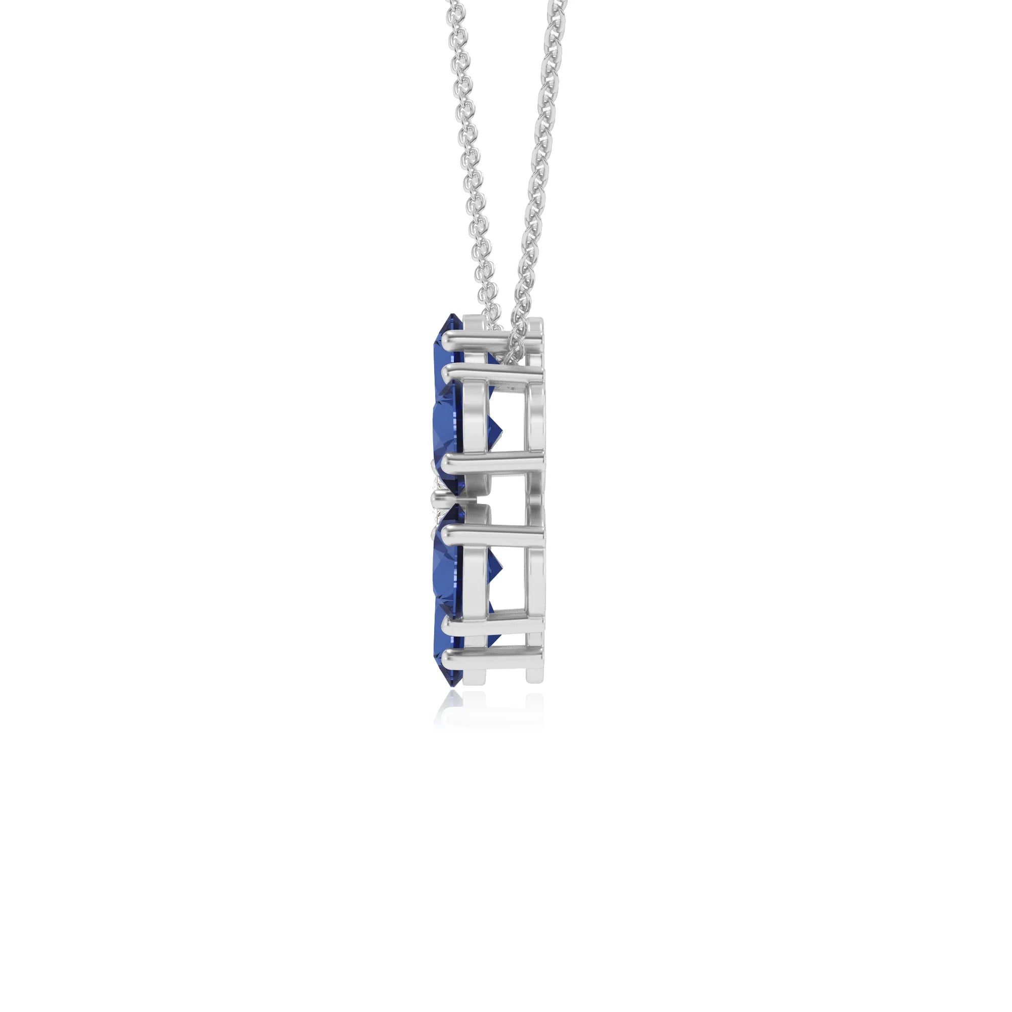 lab grown blue-sapphire pear solitaire necklaces in white gold 