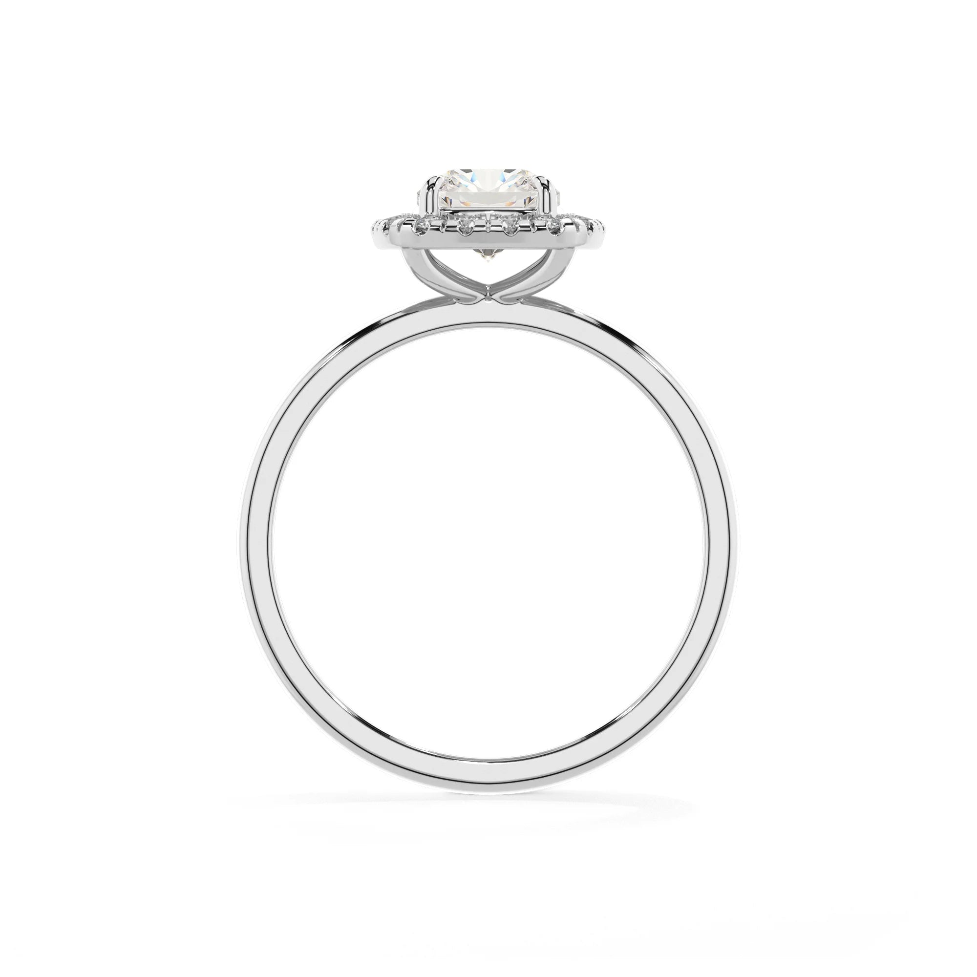 lab grown moissanite cushion solitaire rings in platinum 