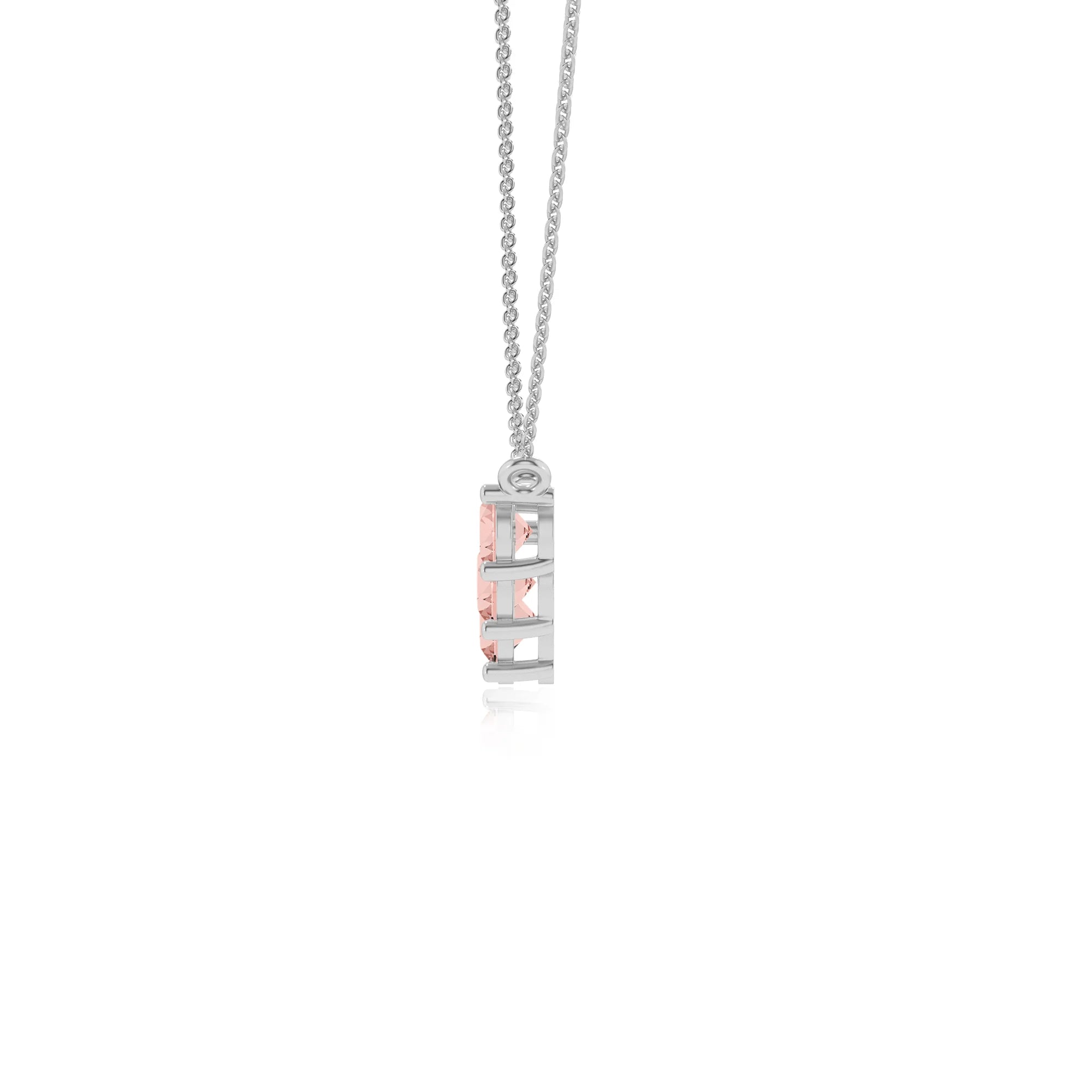 lab grown morganite round bar necklaces in sterling silver 