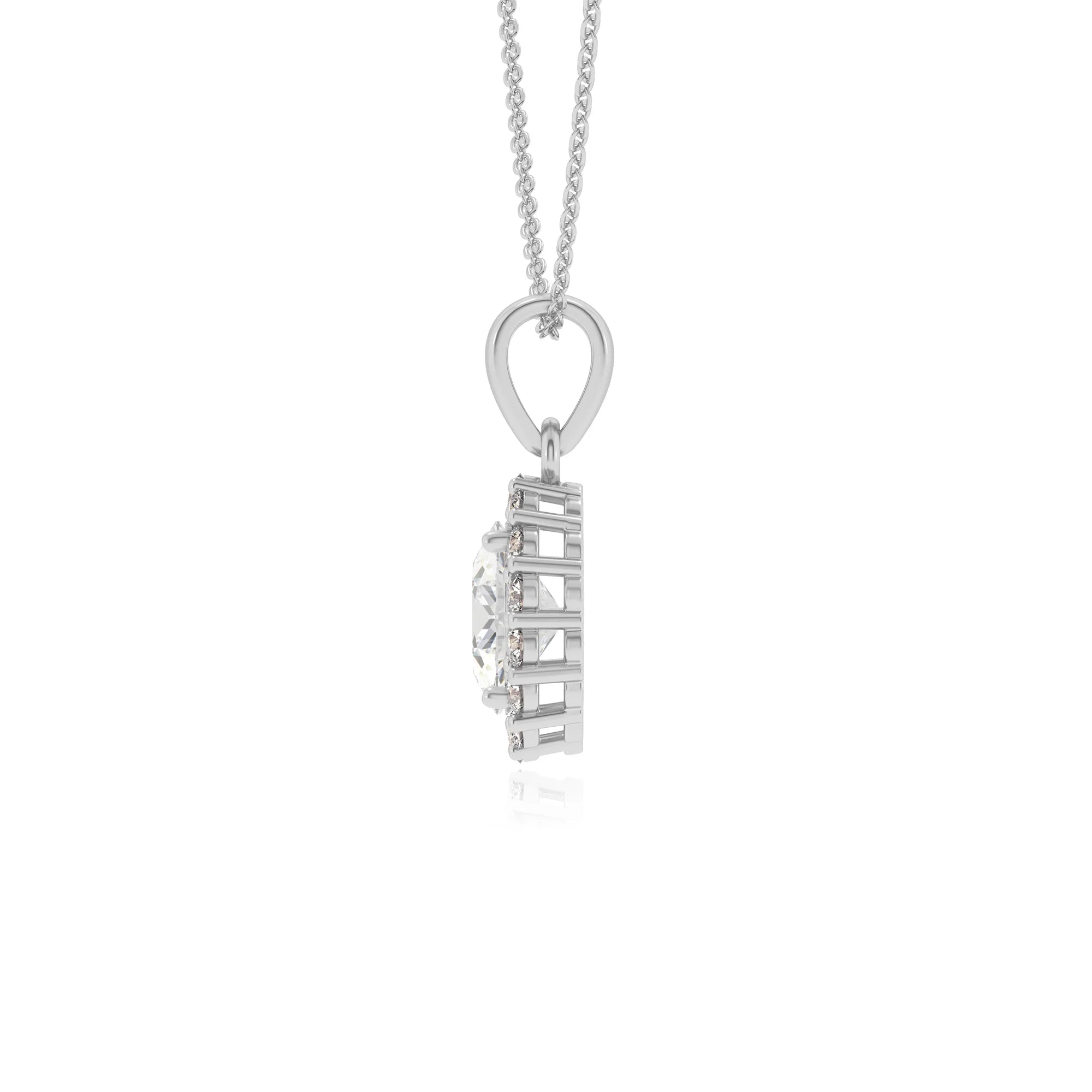 lab grown moissanite oval solitaire necklaces in white gold 