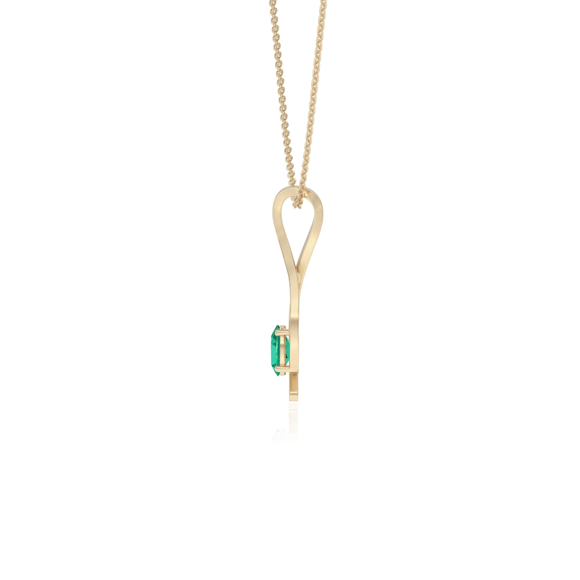 lab grown emerald oval solitaire necklaces in yellow gold 