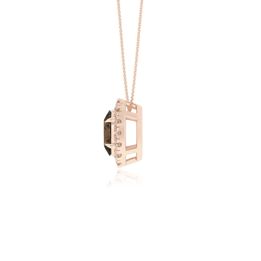 natural smoky quartz oval solitaire necklaces in rose gold 