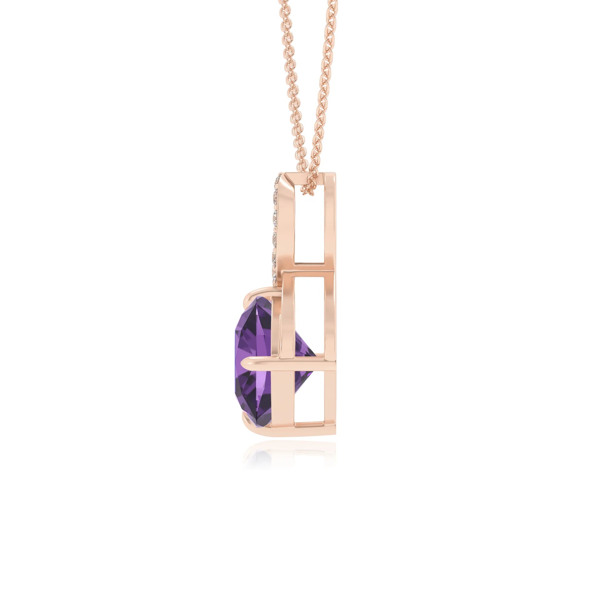 lab grown amethyst cushion infinity necklaces in rose gold 
