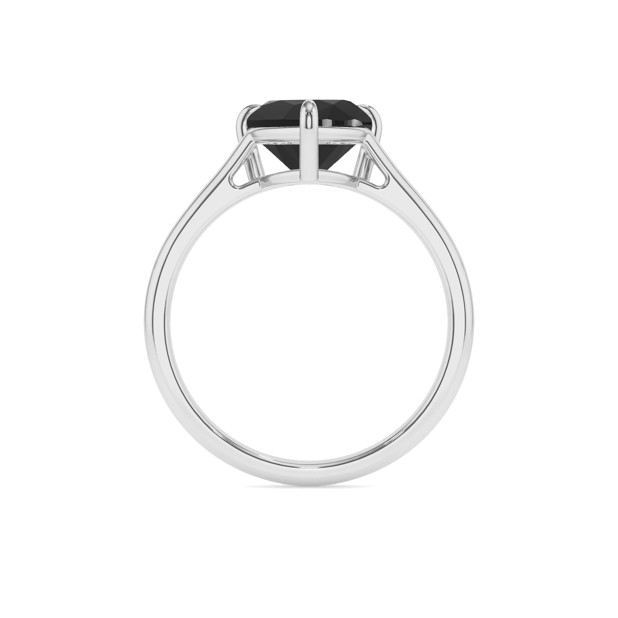 natural black-onyx heart solitaire rings in platinum 