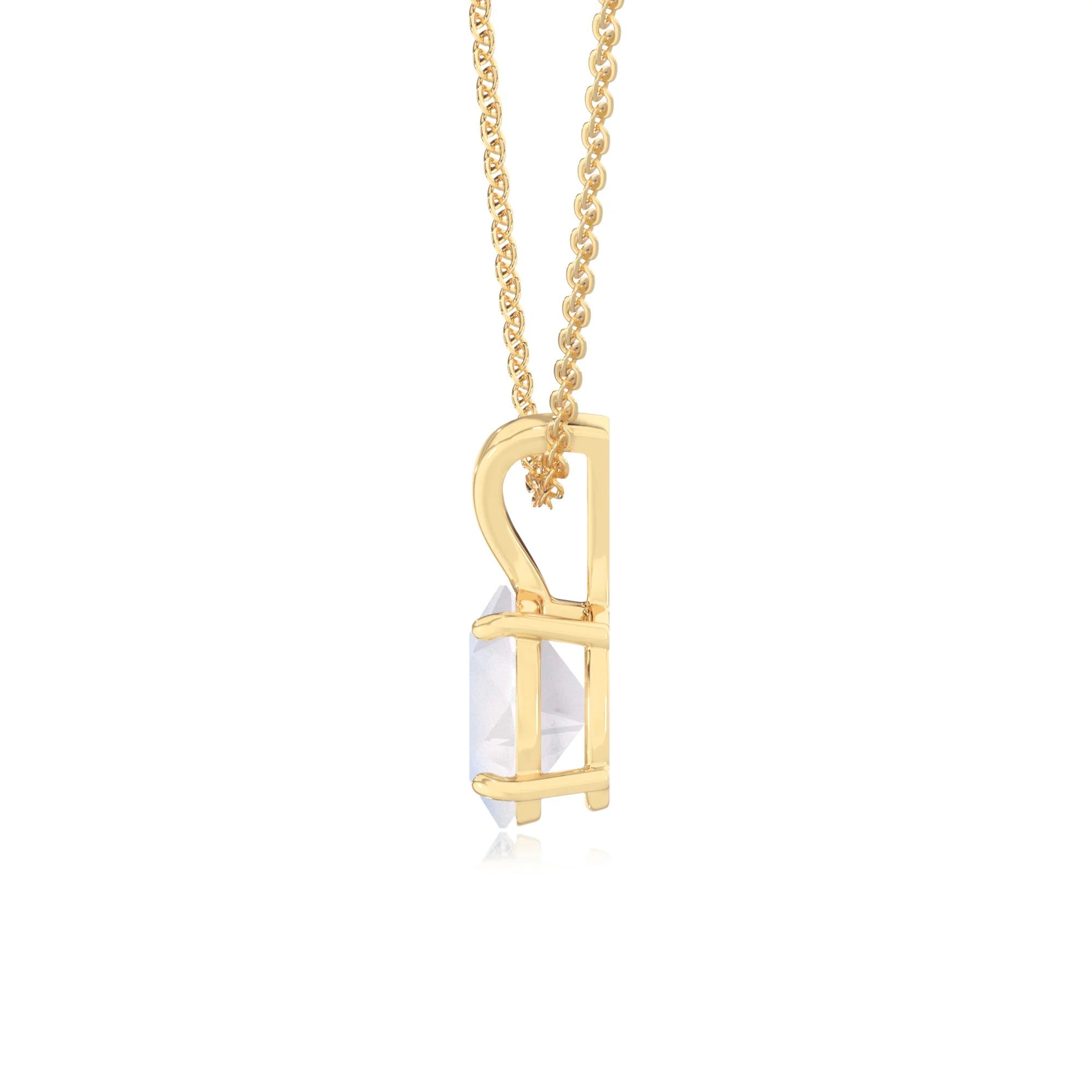 natural rainbow-moonstone oval solitaire v-bale necklaces in yellow gold 