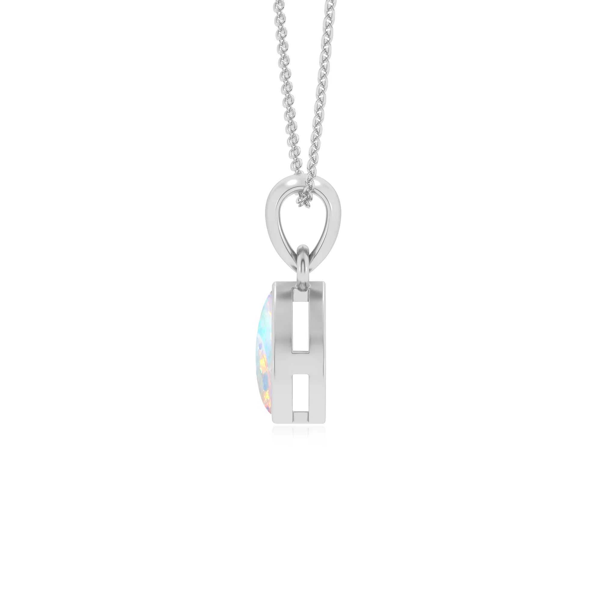 lab grown opal pear solitaire necklaces in sterling silver 