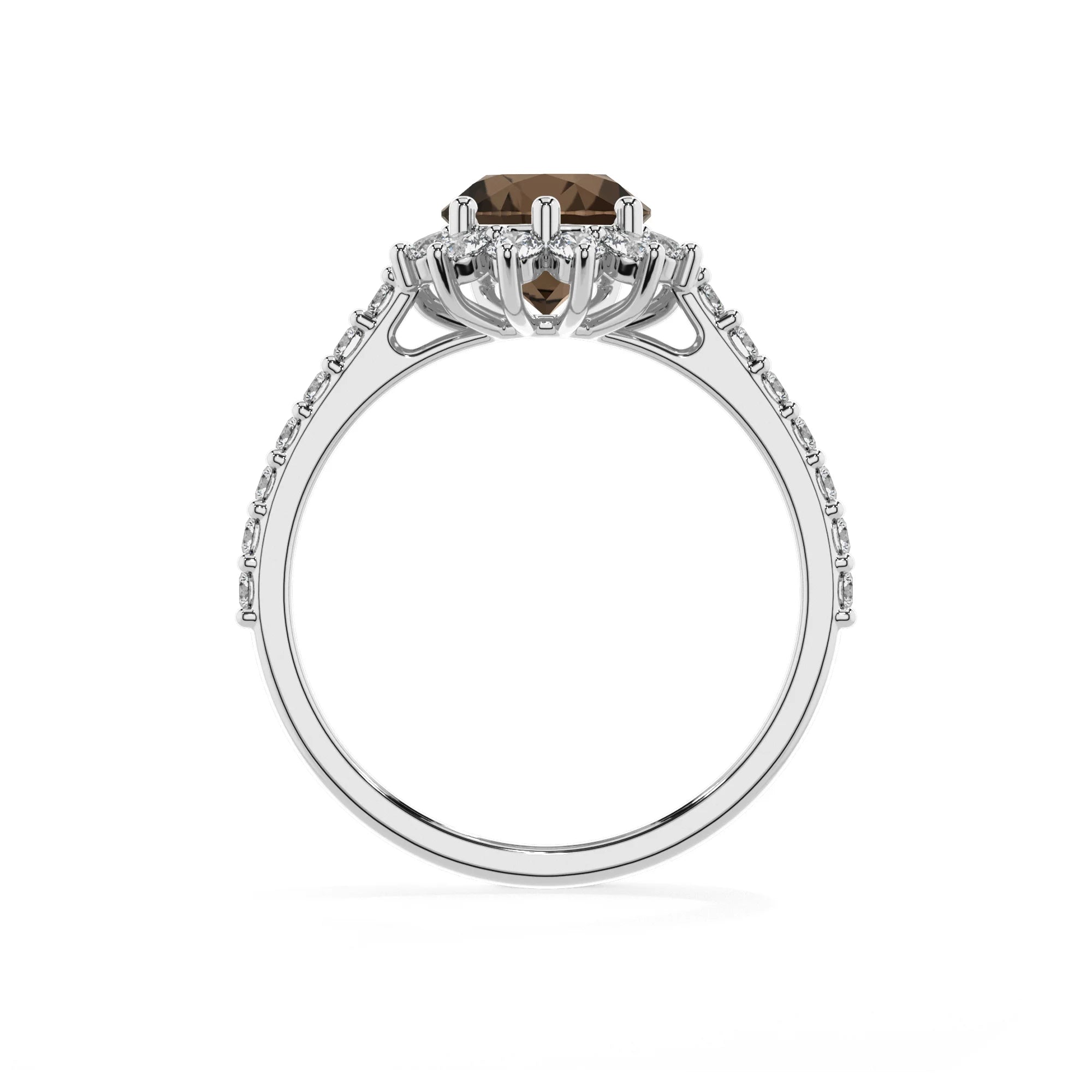 natural smoky-quartz pear solitaire rings in white gold 