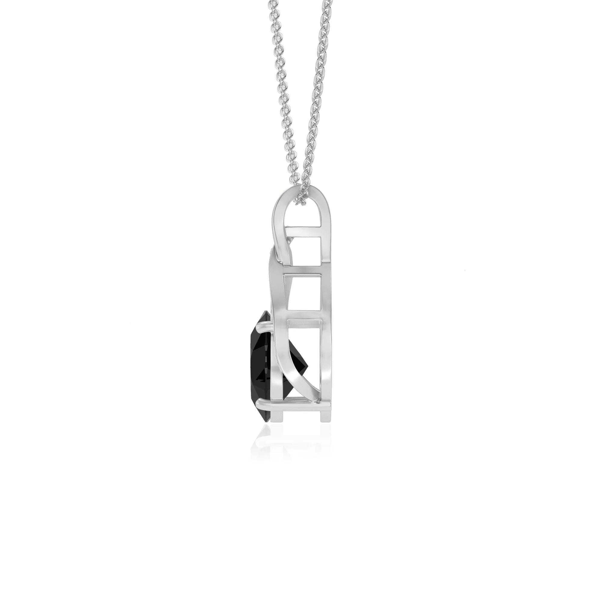 natural black-onyx oval solitaire necklaces in platinum 