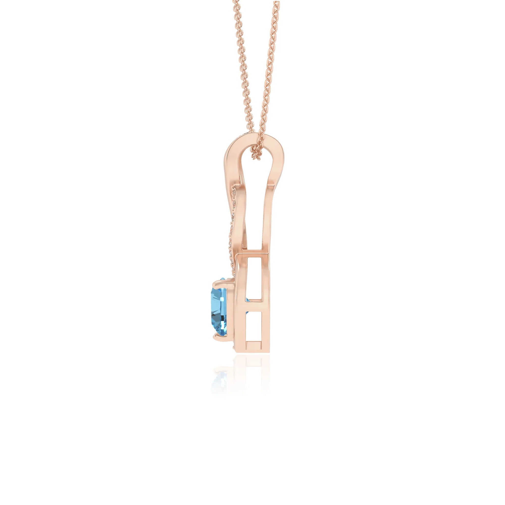 natural swiss-blue-topaz heart infinity necklaces in rose gold 