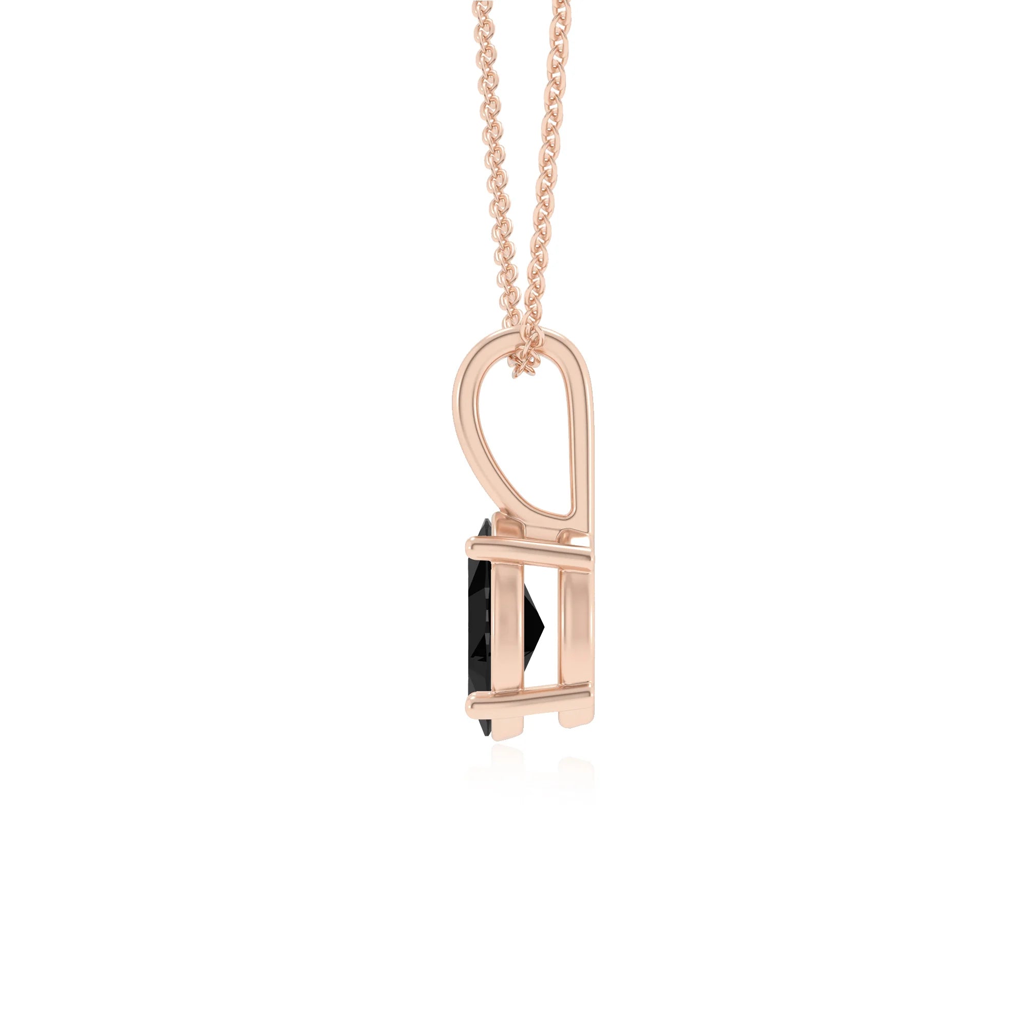 natural black-onyx oval solitaire necklaces in rose gold 