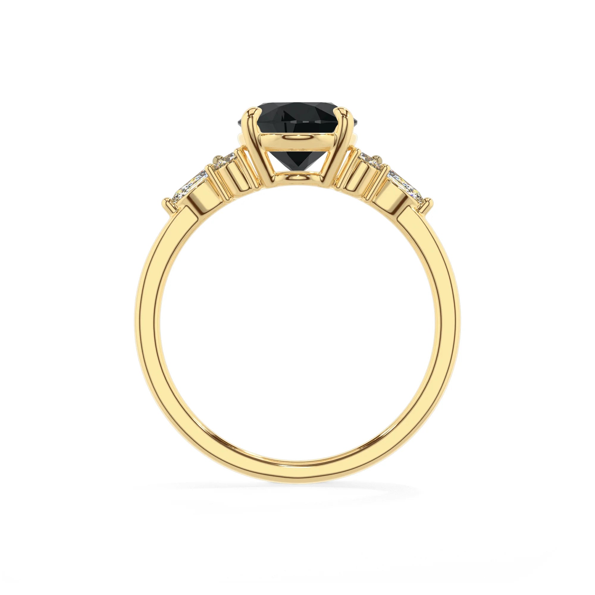 natural black-onyx oval solitaire rings in yellow gold 