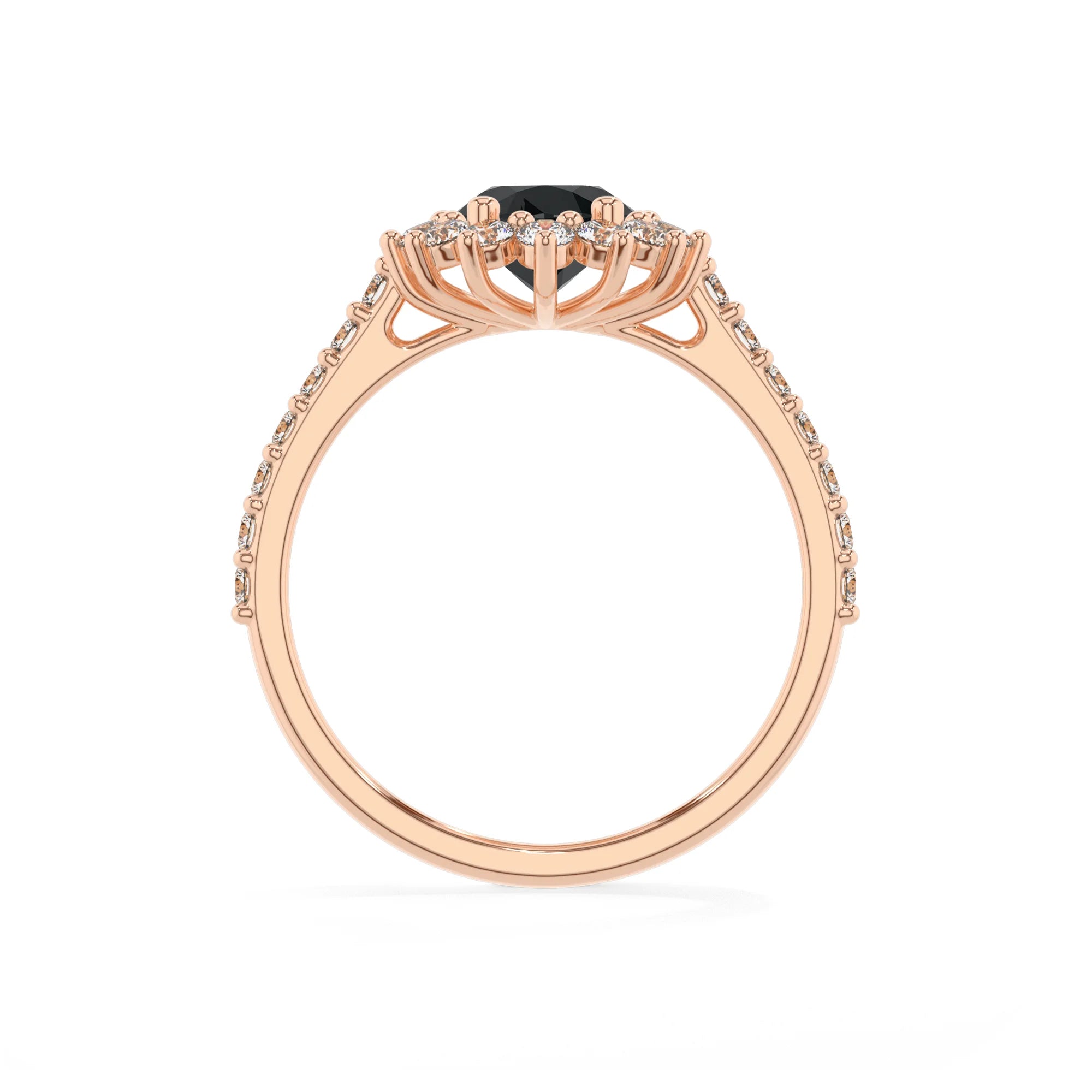 natural black-onyx oval solitaire rings in rose gold 