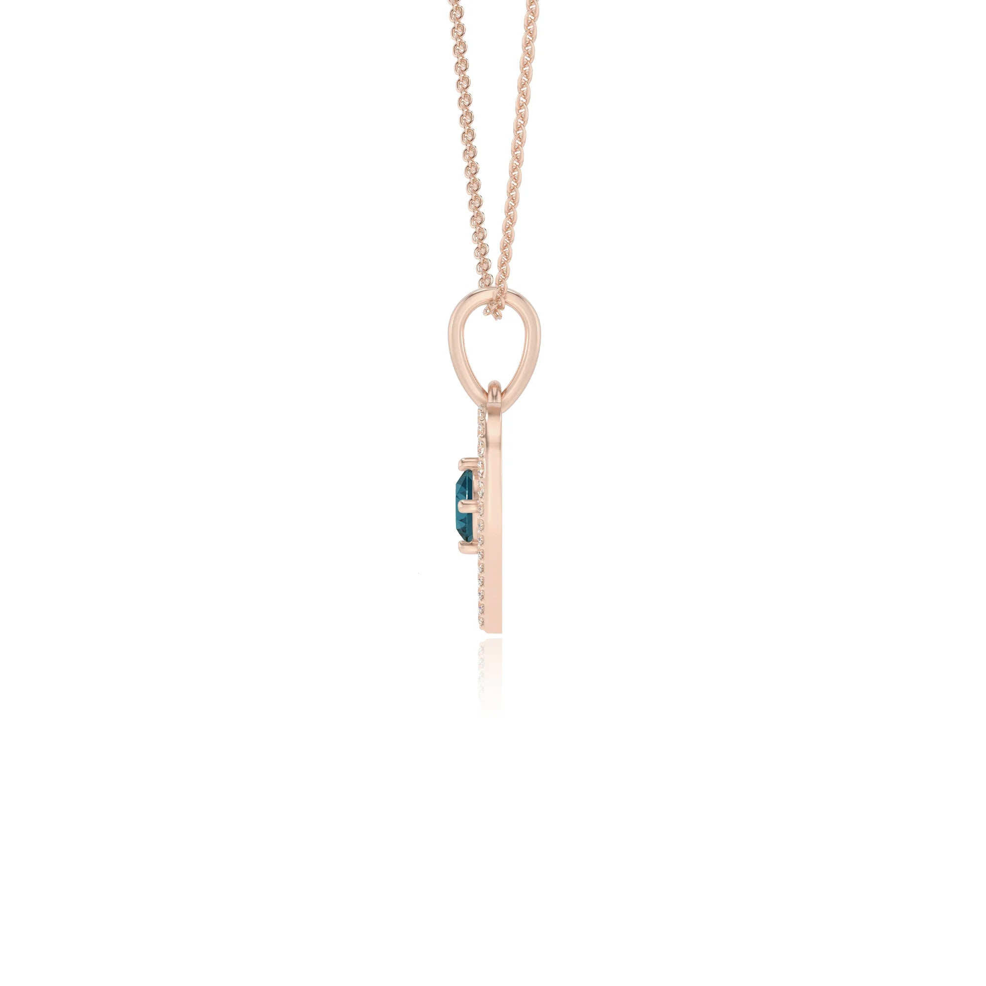 natural london-blue-topaz round infinity necklaces in rose gold 
