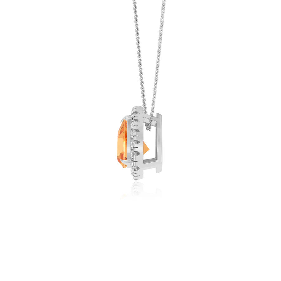 lab grown citrine trillion solitaire necklaces in sterling silver 