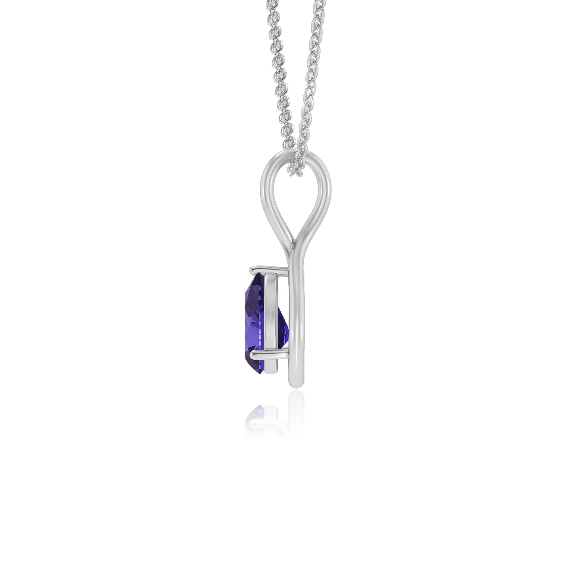 lab grown tanzanite pear solitaire necklaces in sterling silver 