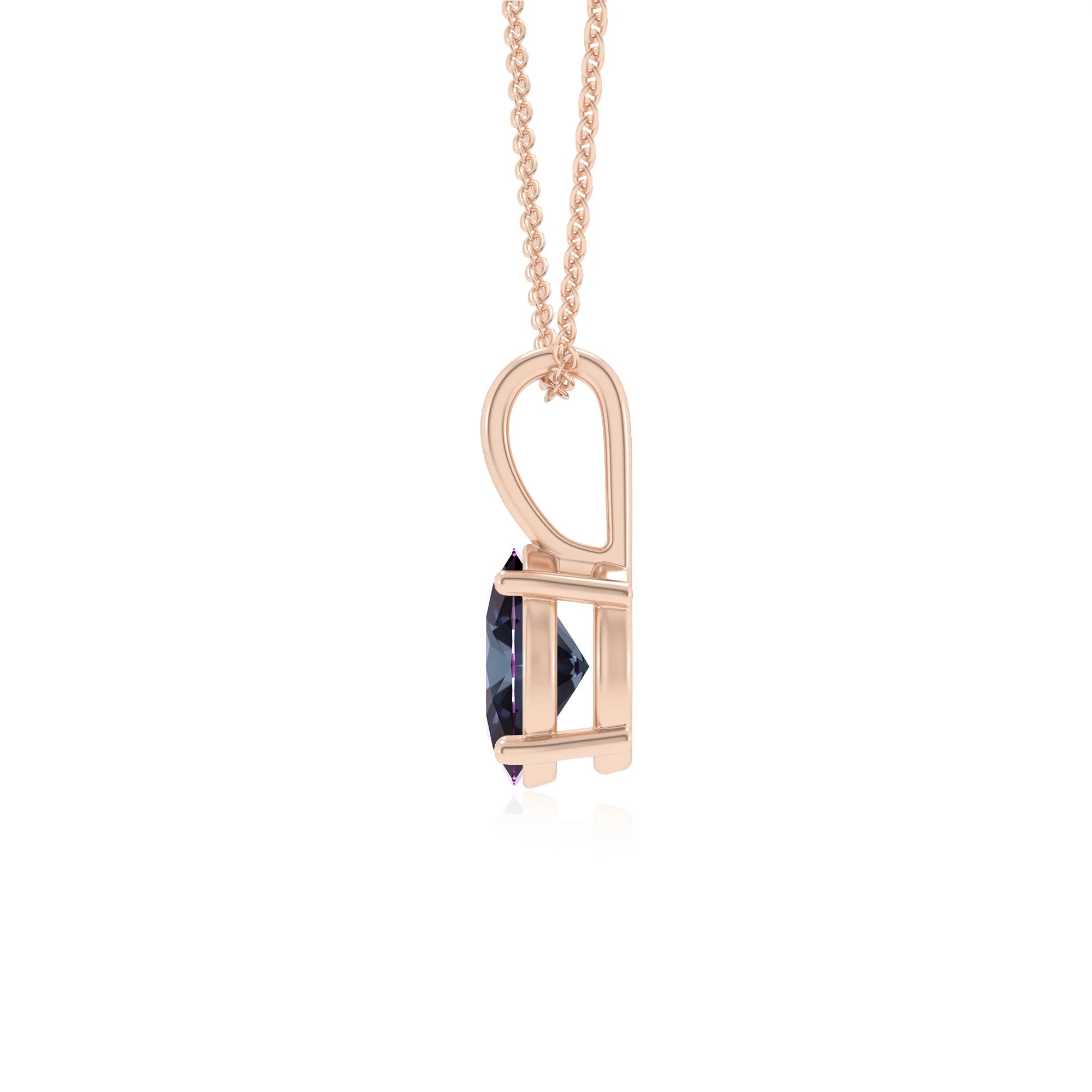 lab grown alexandrite oval solitaire necklaces in rose gold 
