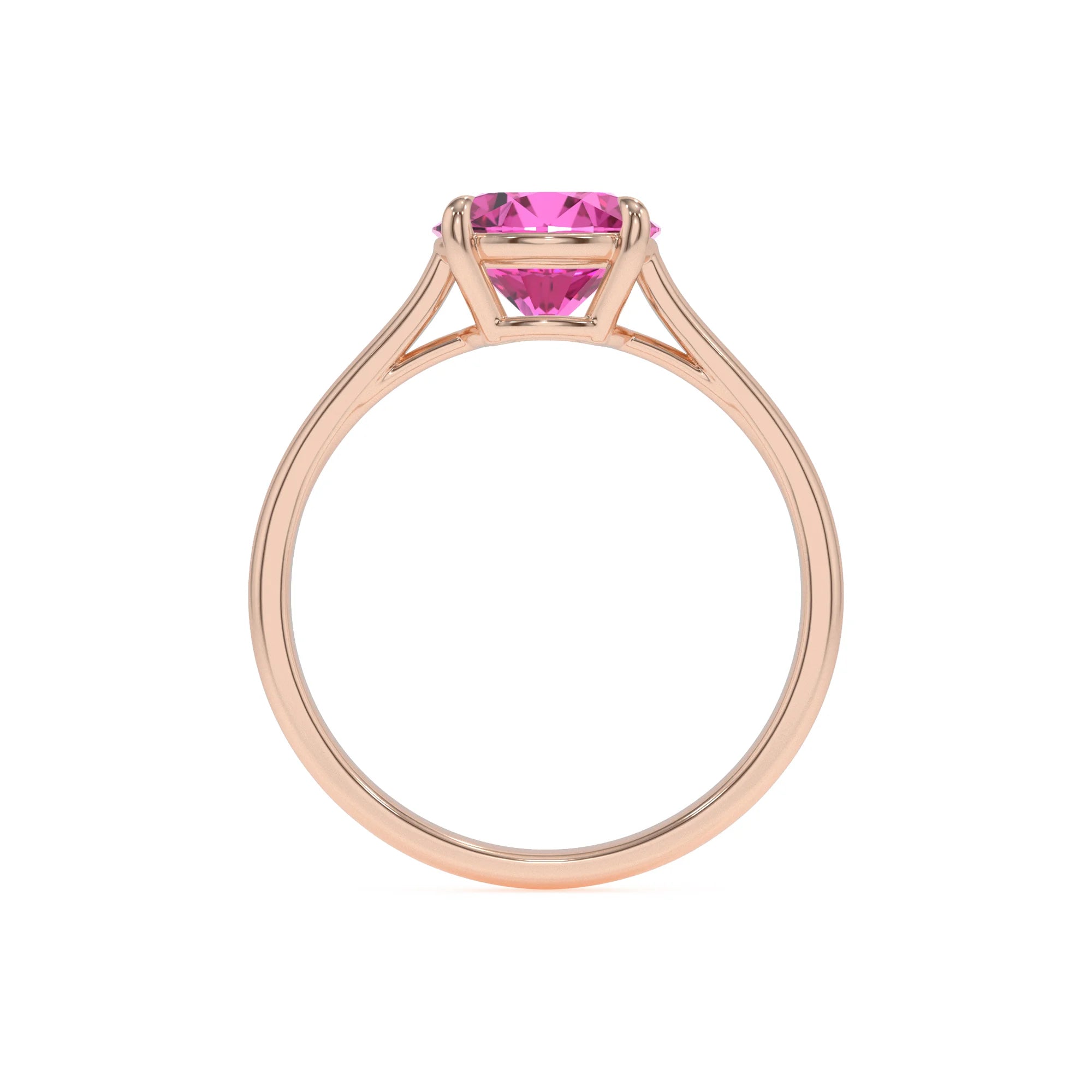 lab grown pink-sapphire round solitaire rings in rose gold 