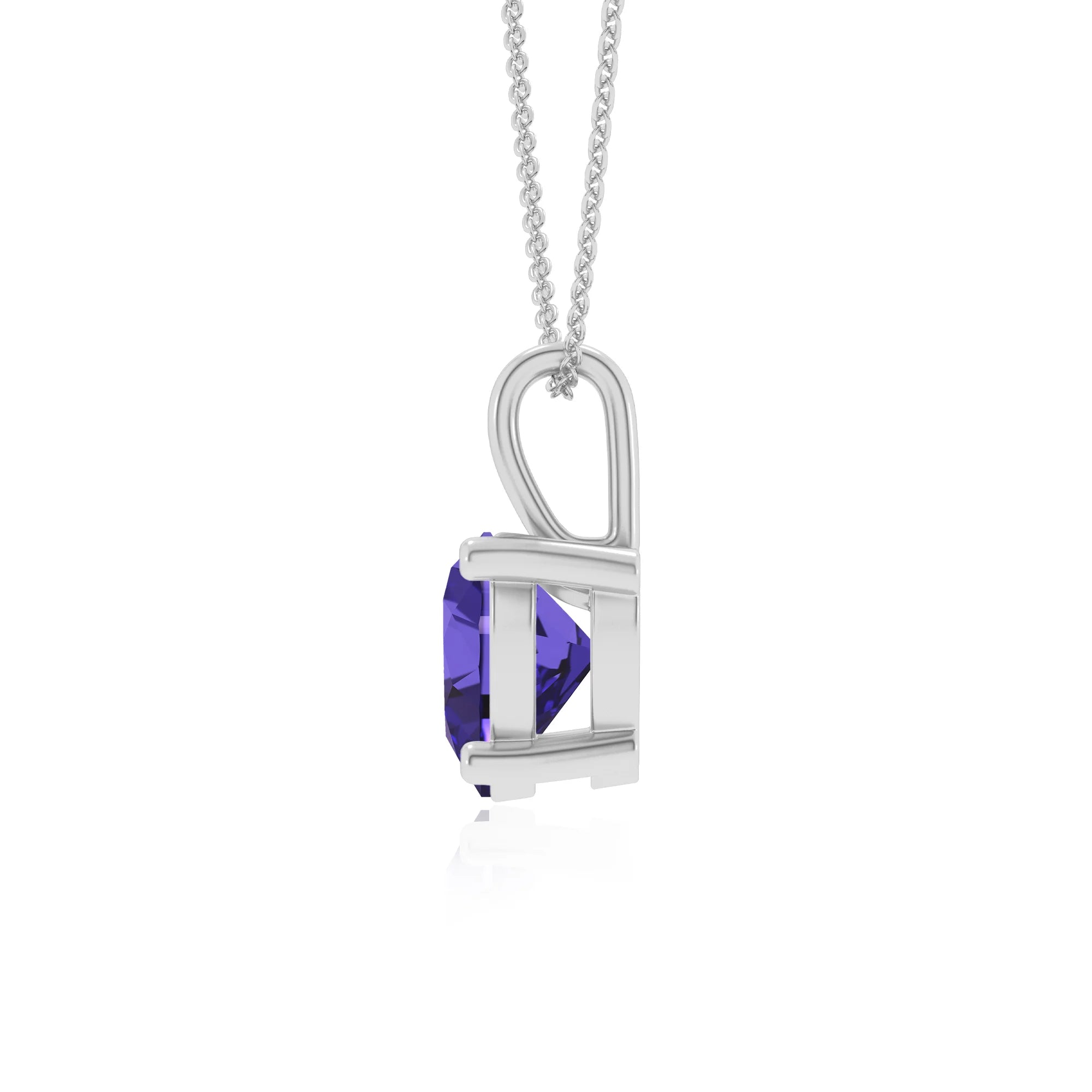 lab grown tanzanite heart solitaire necklaces in platinum 
