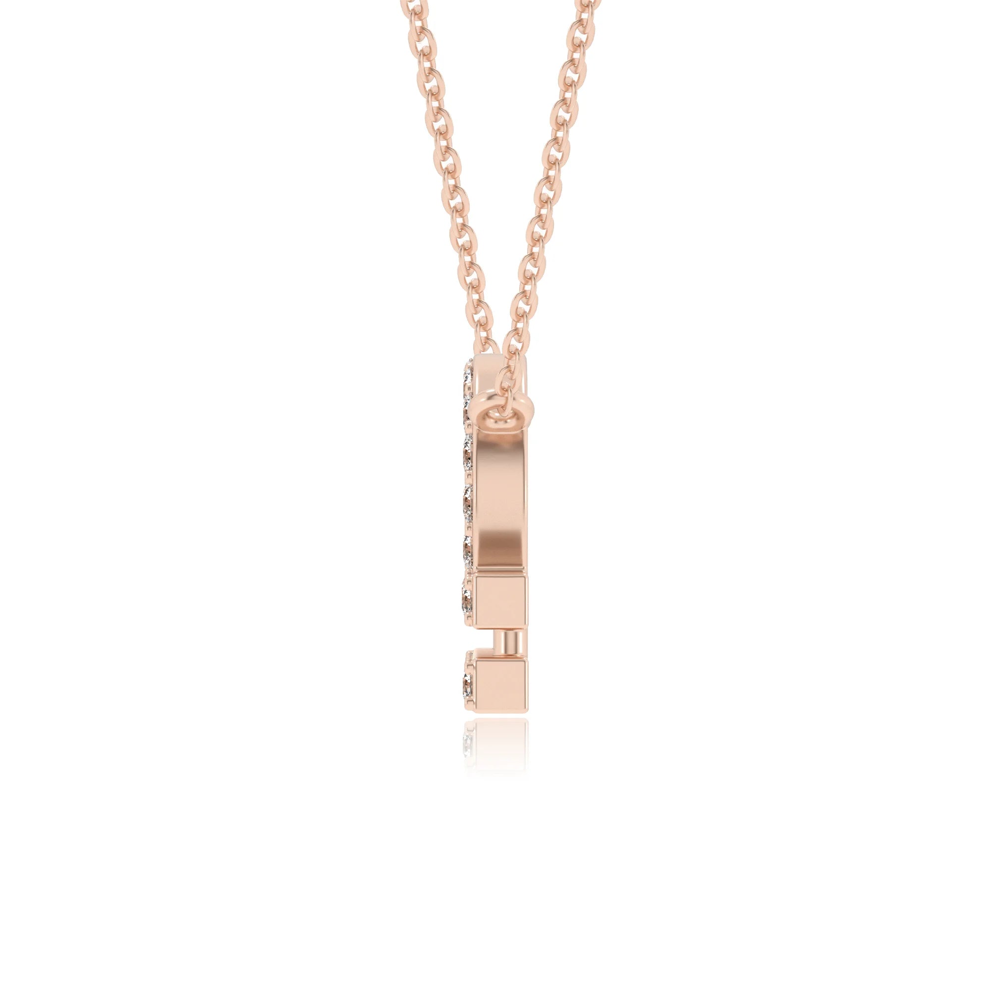 lab grown moissanite round necklaces in rose gold 