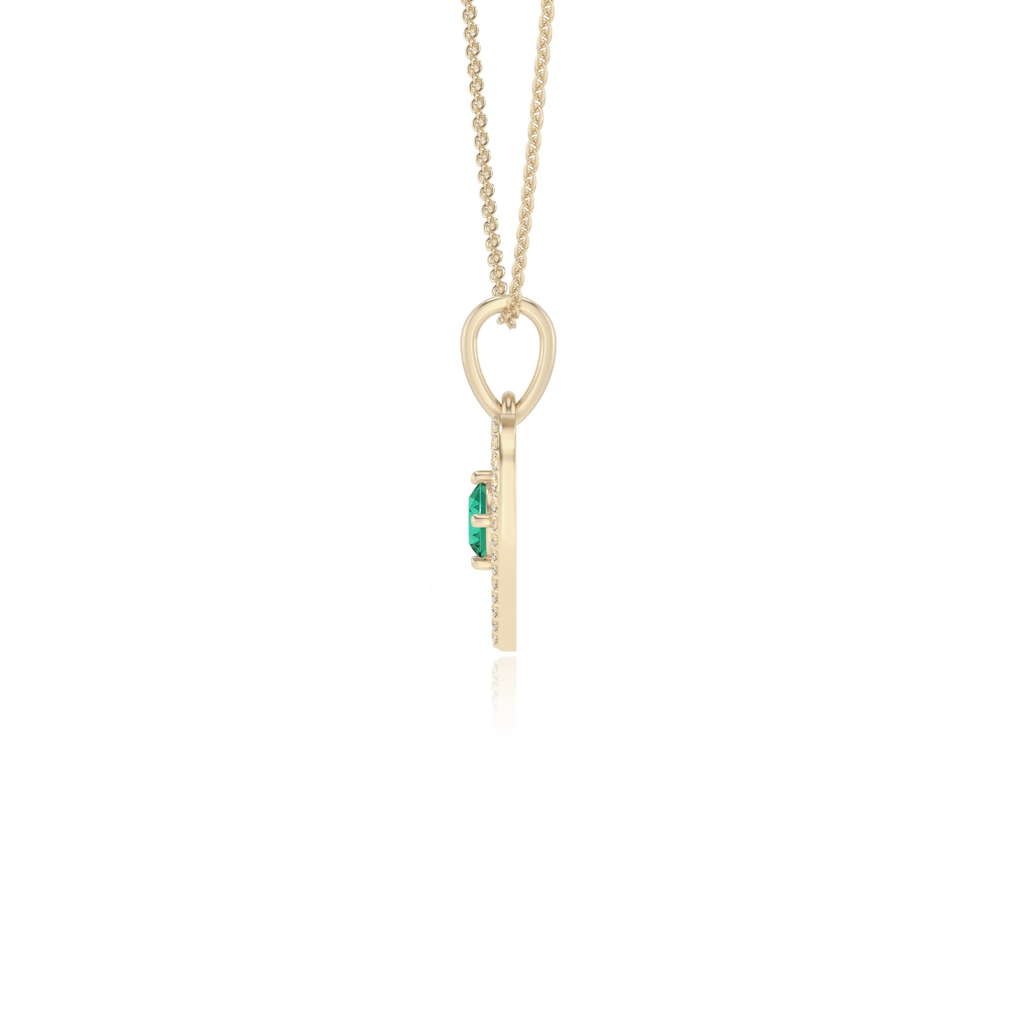 lab grown emerald round infinity necklaces in yellow gold 