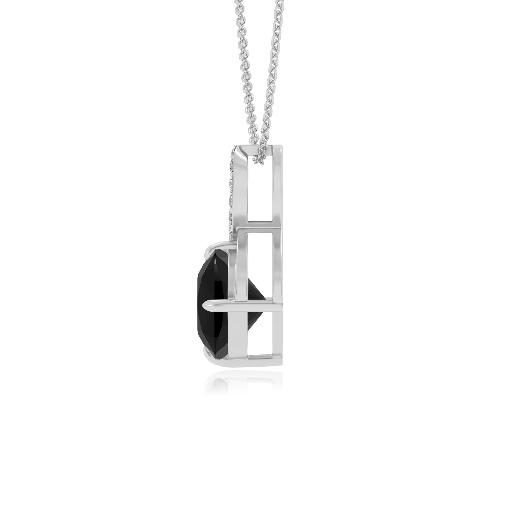 natural black-onyx cushion infinity necklaces in platinum 