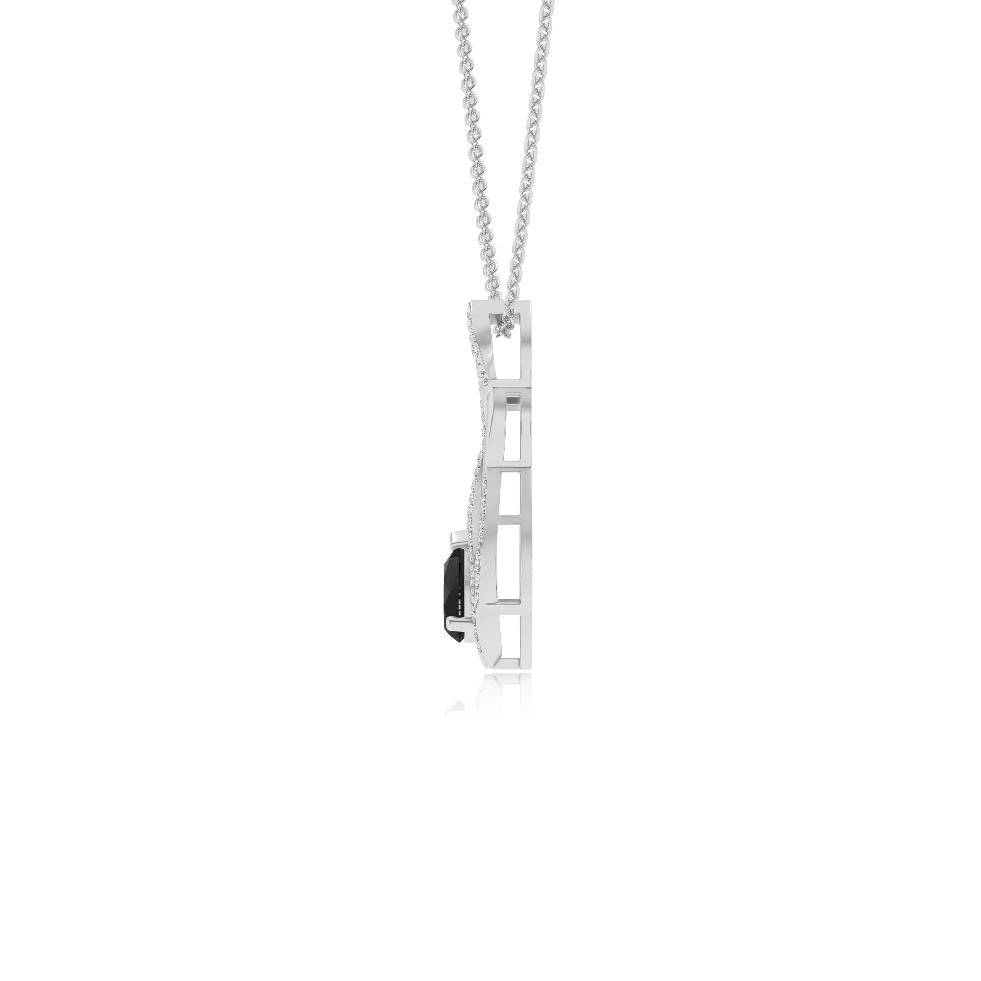 natural black-onyx pear solitaire necklaces in white gold 