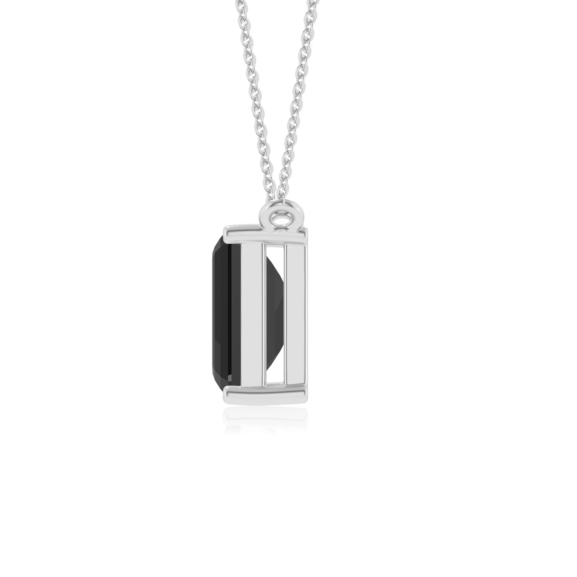 natural black-onyx emerald cut solitaire necklaces in white gold 