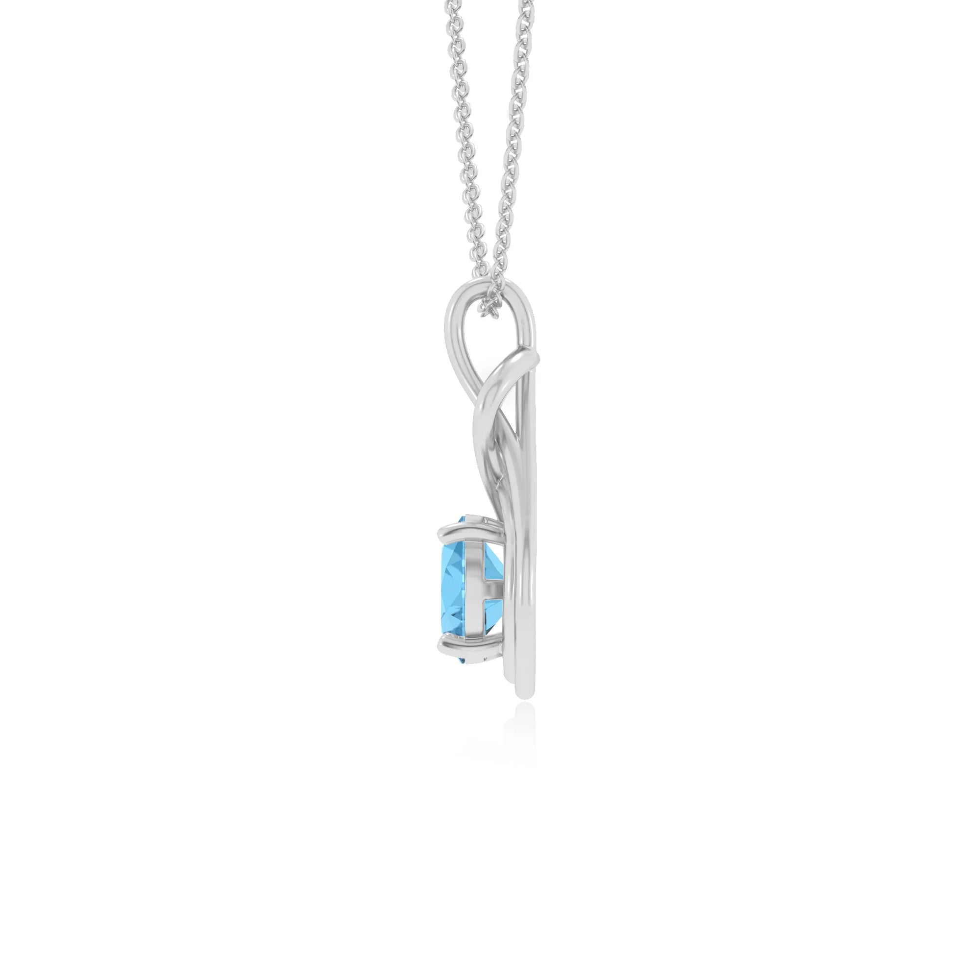 natural swiss-blue-topaz round solitaire necklaces in white gold 