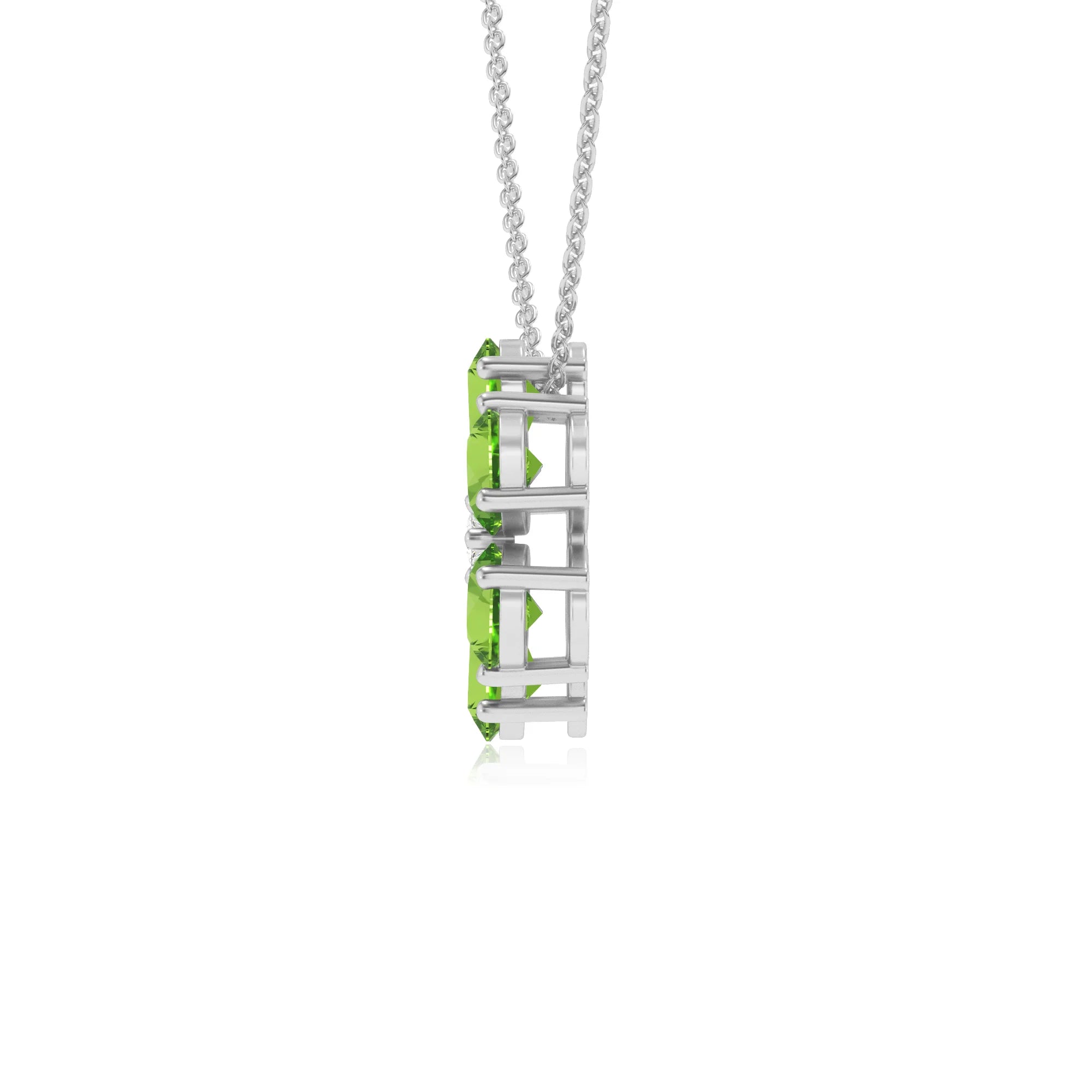 natural peridot pear solitaire necklaces in platinum 