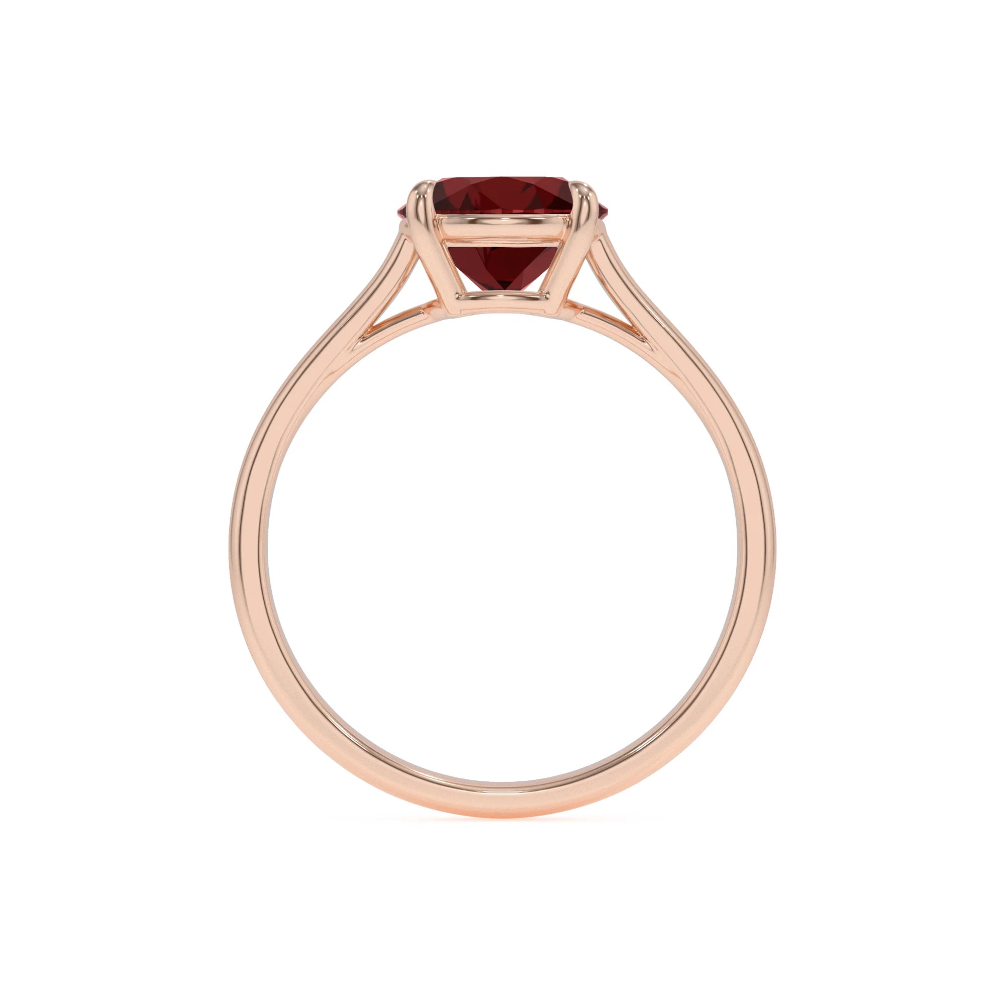 natural garnet round solitaire rings in rose gold 
