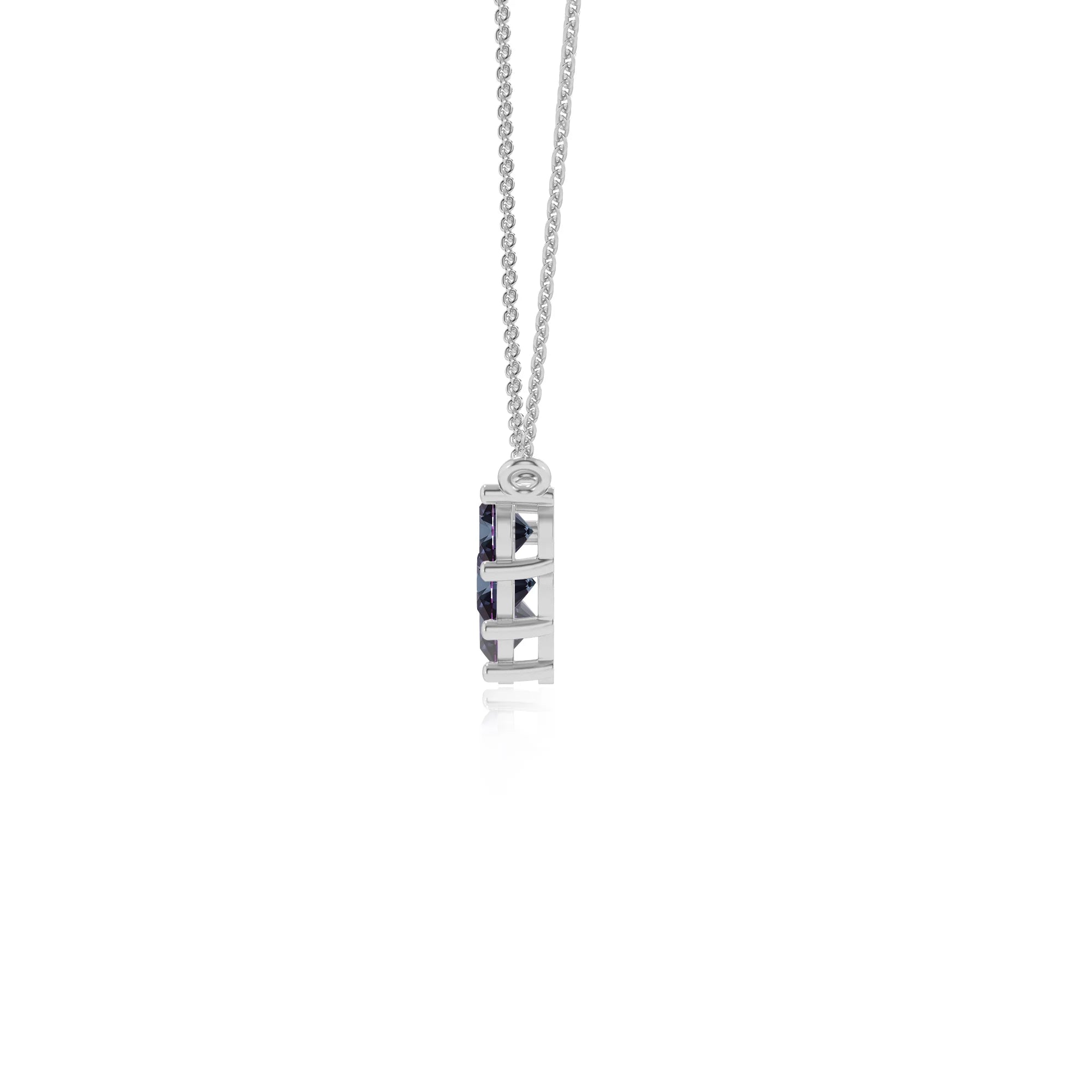 lab grown alexandrite round bar necklaces in platinum 
