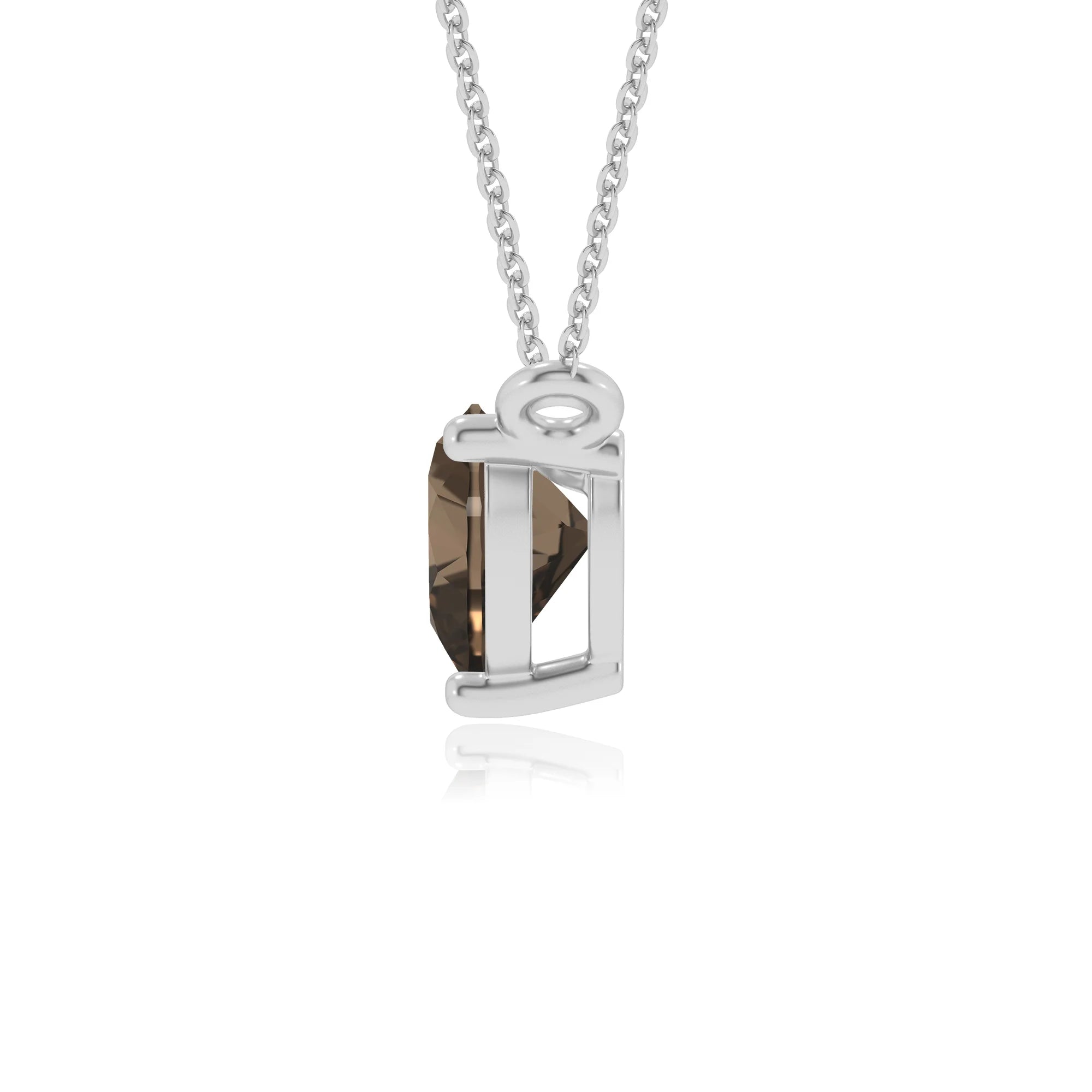 natural smoky-quartz heart solitaire necklaces in platinum 