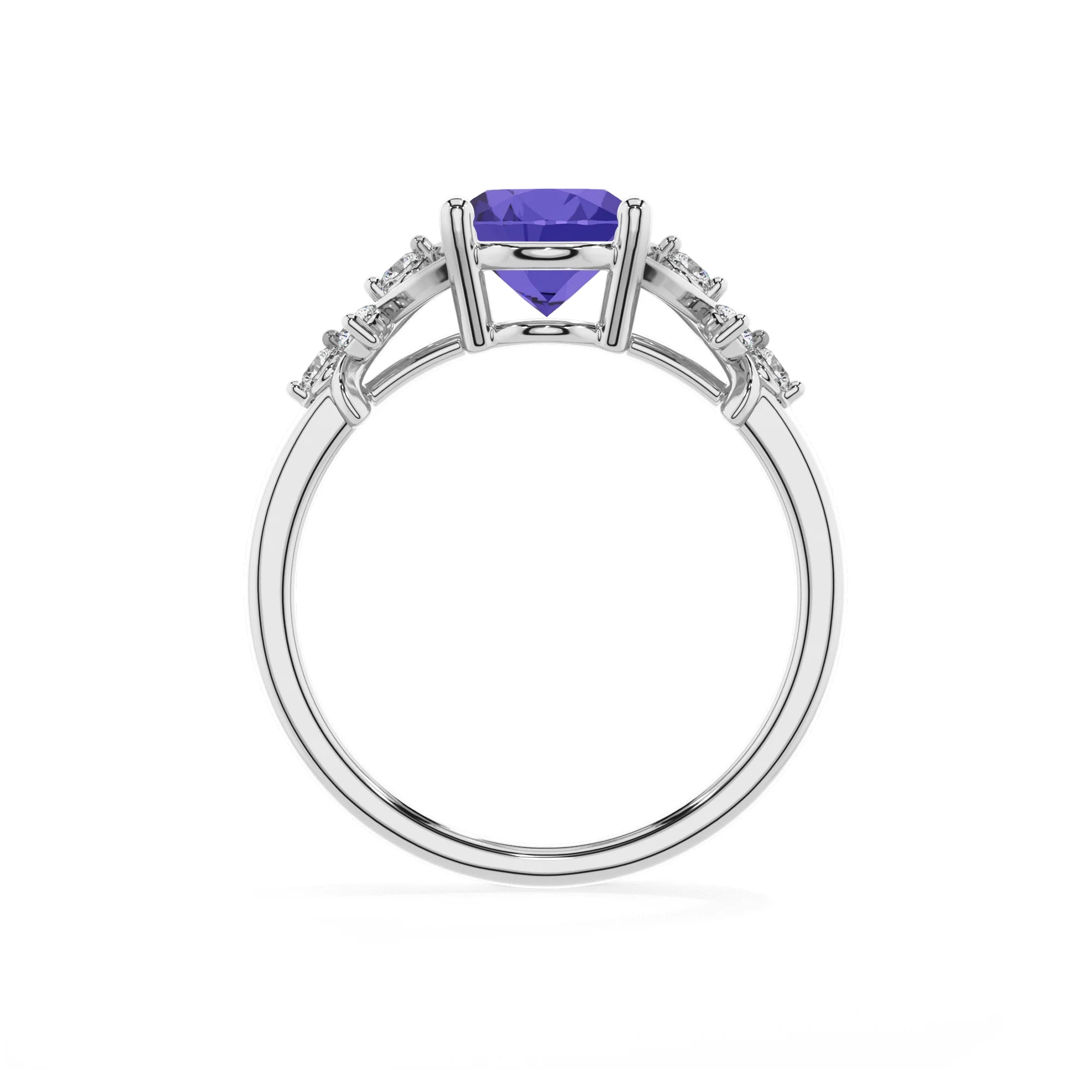 lab grown tanzanite oval solitaire rings in white gold 
