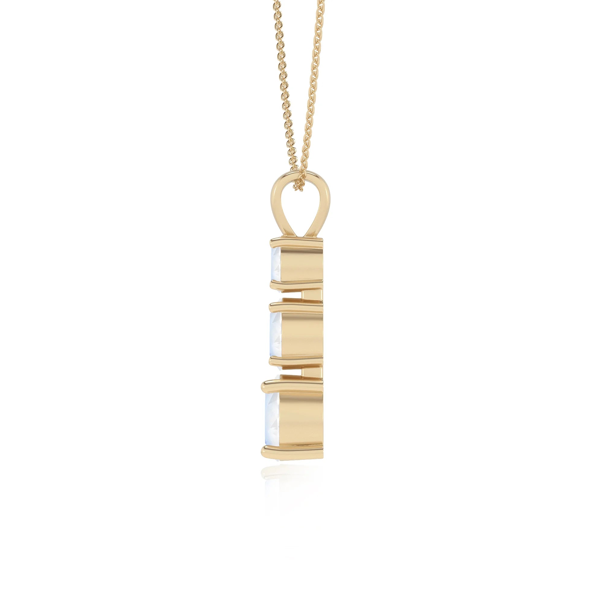 natural rainbow-moonstone round bar v-bale necklaces in yellow gold 